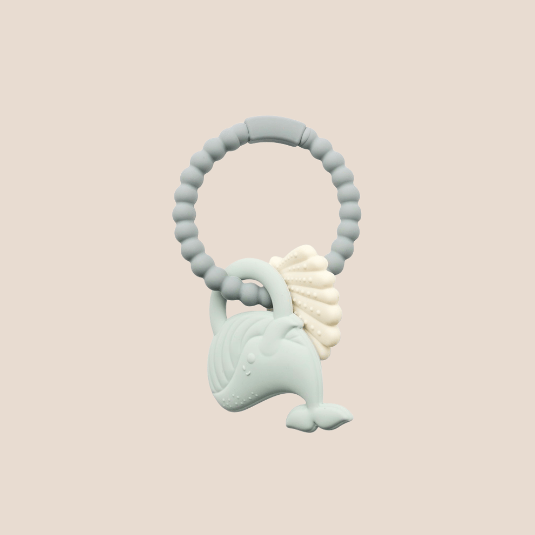 Cotton Craft Baby Teether Whale Silicone Teether & Sensory Ring | Eco-Friendly Baby Teething Toy Personalized and custom baby gifts