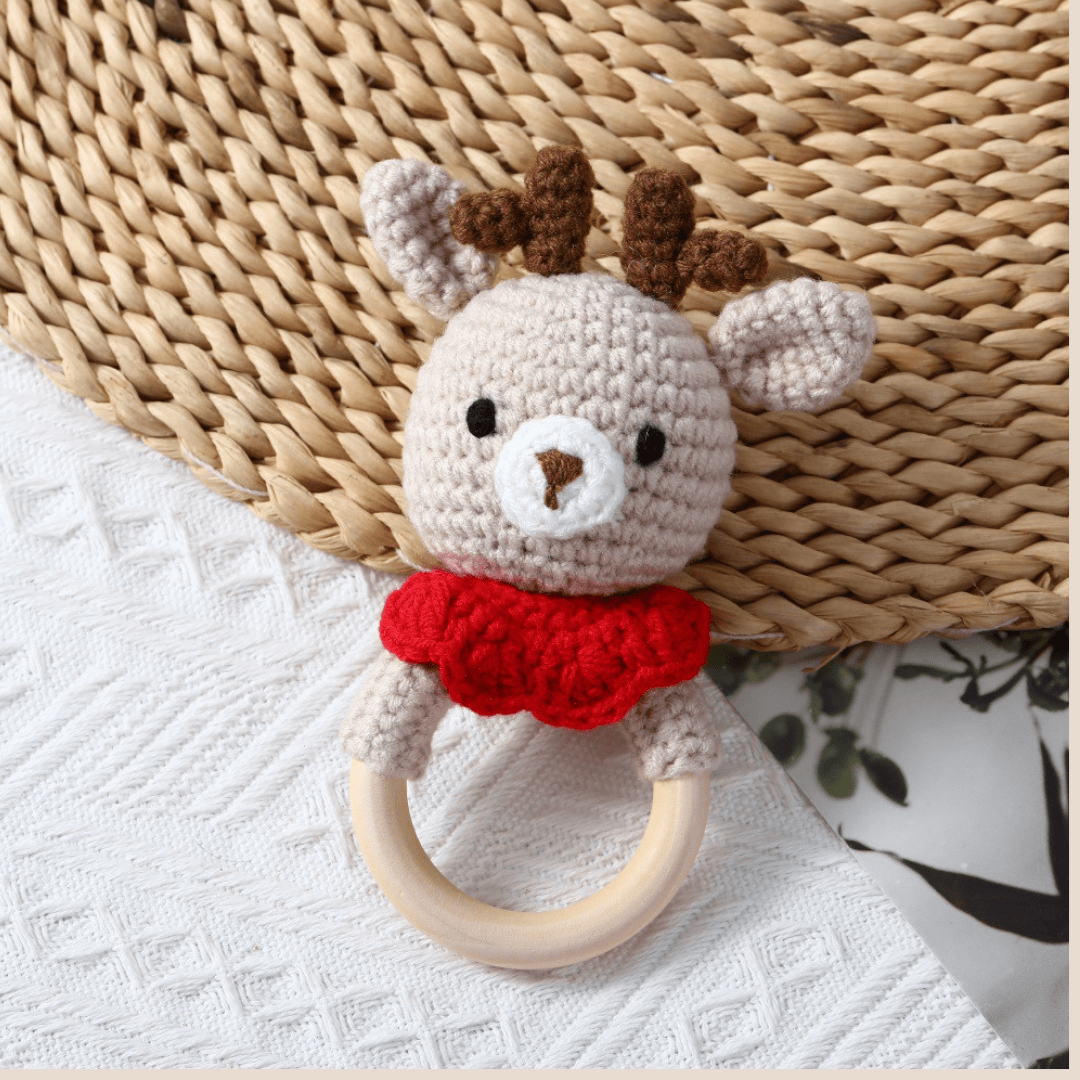 Cotton Craft Baby Toy Crochet Holiday Rattle Collection – Santa, Reindeer & Snowman | Beechwood Ring Personalized and custom baby gifts