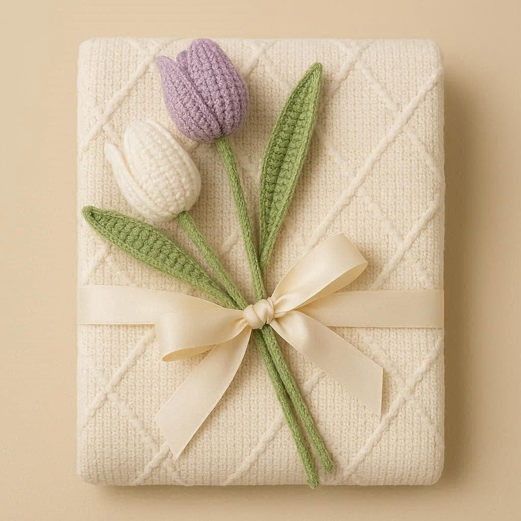Cotton Craft Crochet Flowers Forever Bloom Crochet Tulips – Gift Add-On for Newborn Gift Boxes Personalized and custom baby gifts