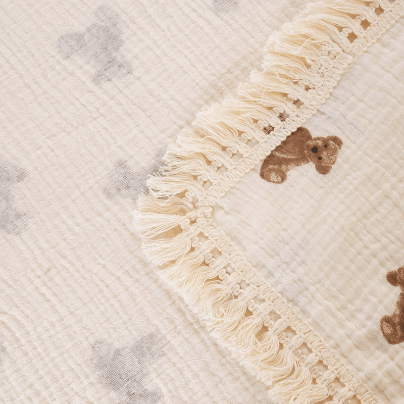 Fringed Muslin Cotton Baby Swaddle Blanket