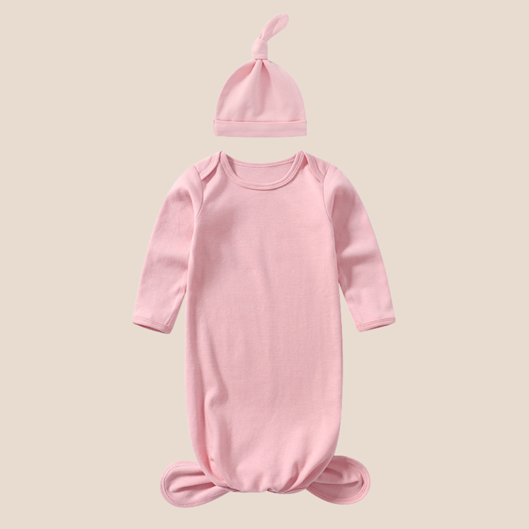 Cotton Cloud Newborn Baby Knotted Gown & Beanie Set