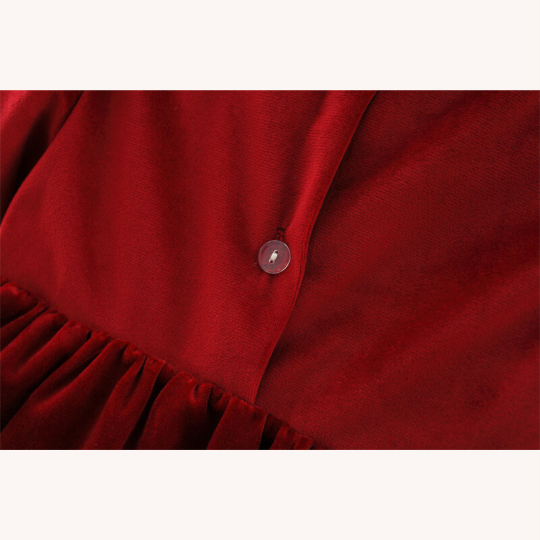 Baby Girl Bow Tie Flared Christmas Dress, buttons