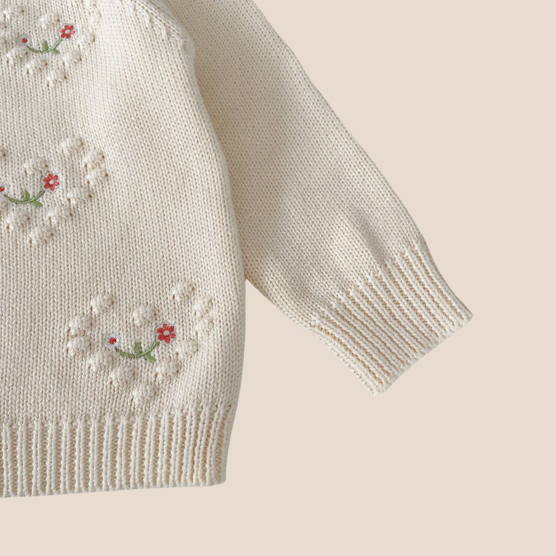 Baby Girl Knitted White Floral Cardigan 0-6 Month