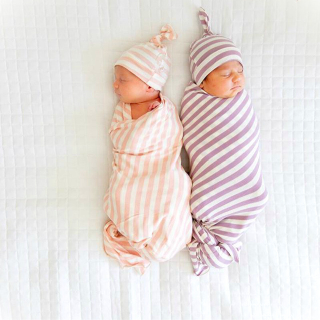 Striped Newborn Receiving Blanket & Cap Bundle