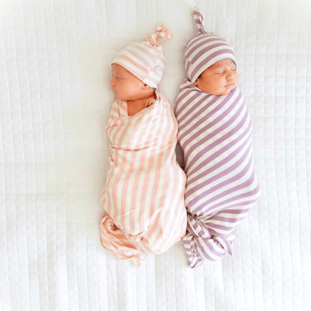 Cotton Craft baby blanket set Striped Newborn Receiving Blanket & Cap Bundle Personalized and custom baby gifts