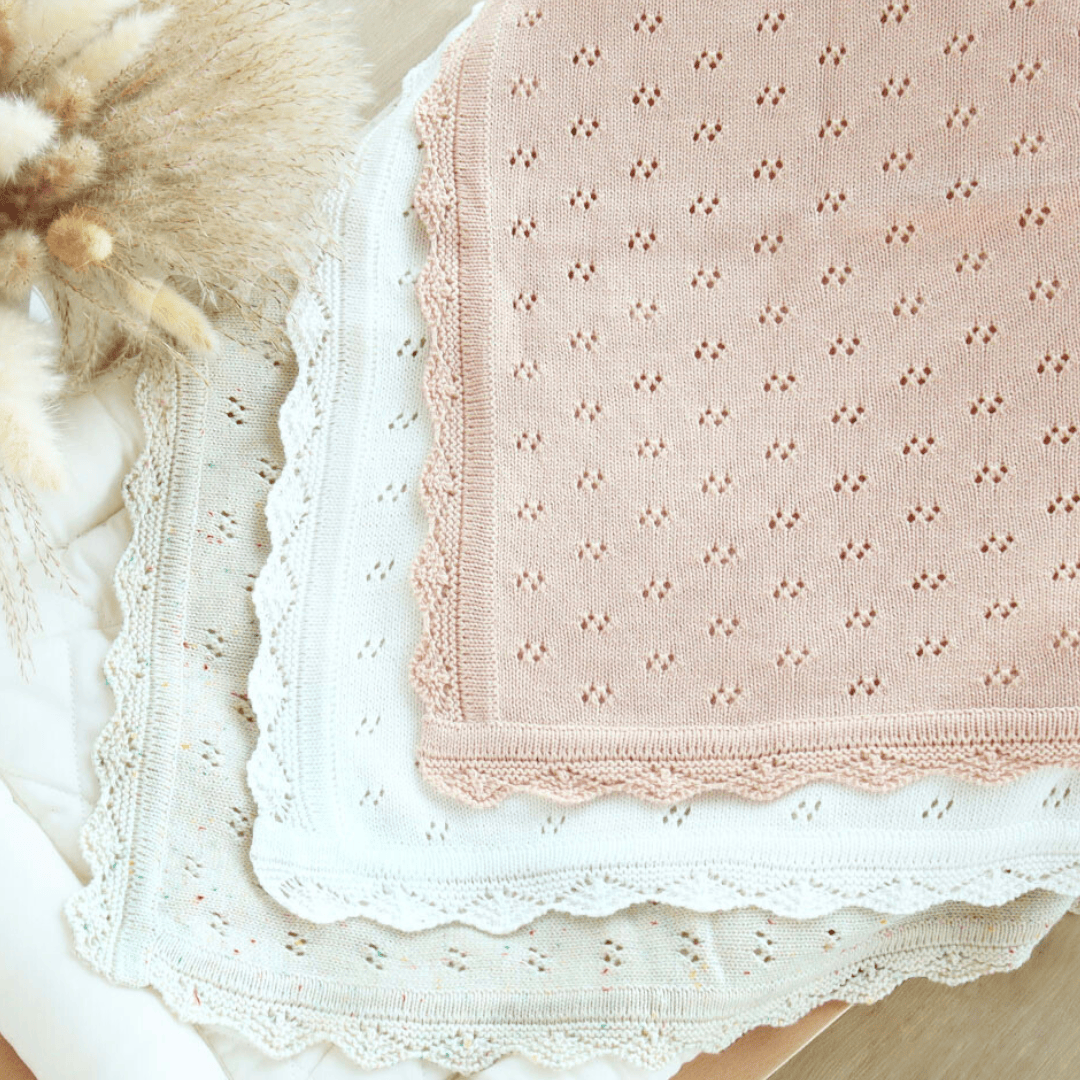 Cotton Craft baby blanket Luxe Pointelle Knit Baby Blanket – 100% Cotton Personalized and custom baby gifts