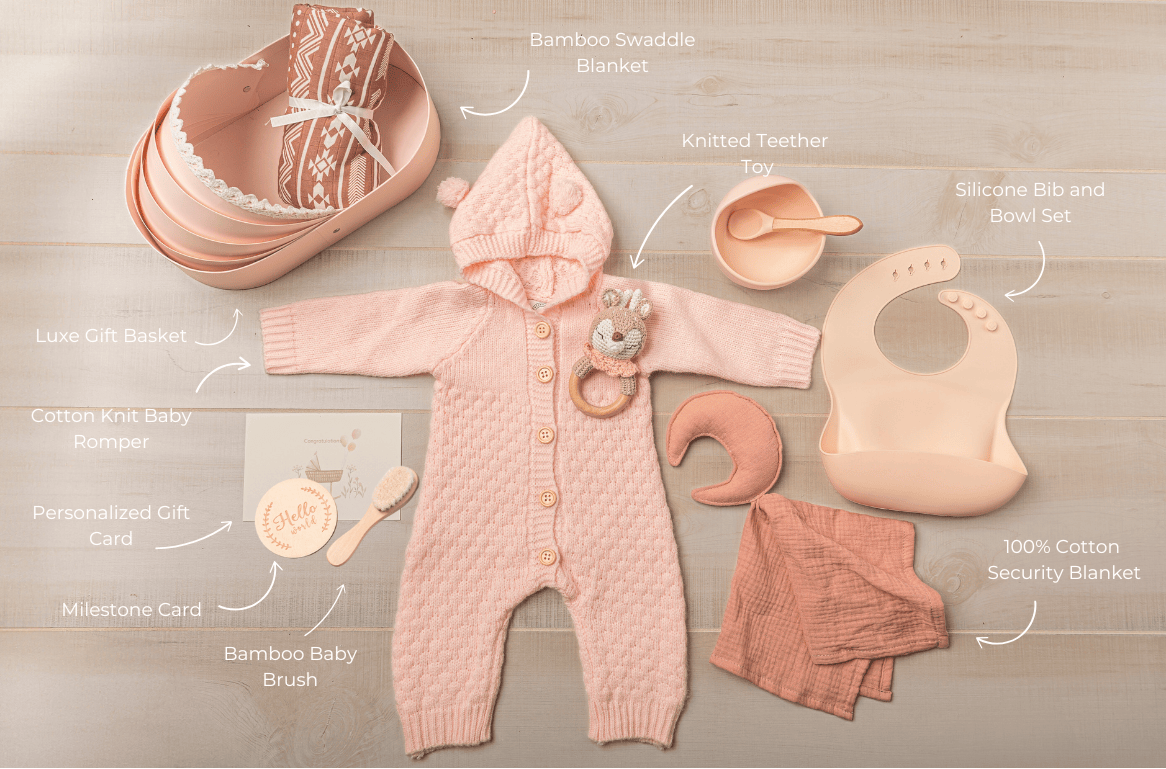 Cotton Craft baby gift bundle Luxe Baby Gift Basket – Winter Edition Personalized and custom baby gifts