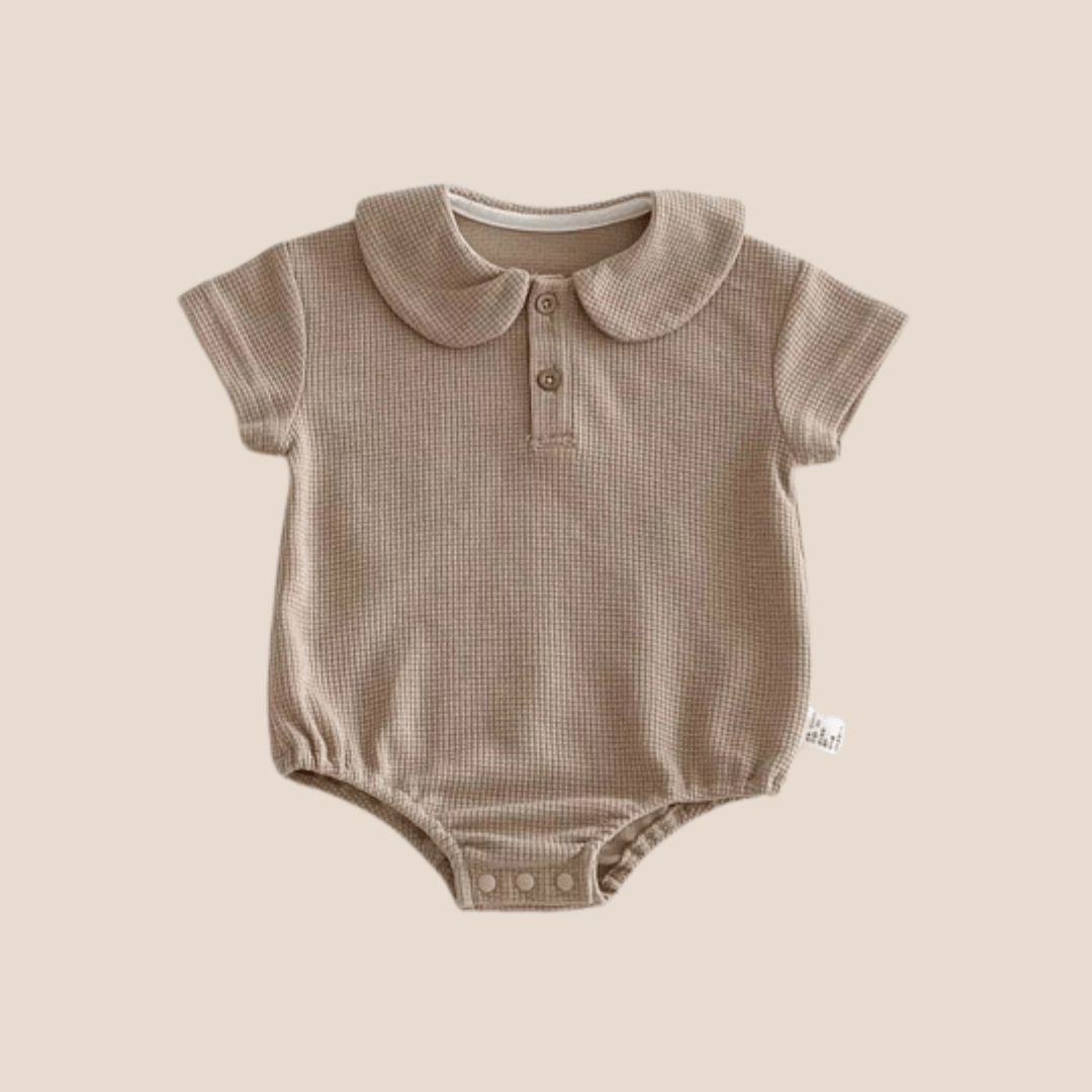 Cotton Craft baby apparel Waffle Cotton Baby Boy Romper – Neutral Summer Onesie with Collar | Soft Breathable Newborn Outfit Personalized and custom baby gifts