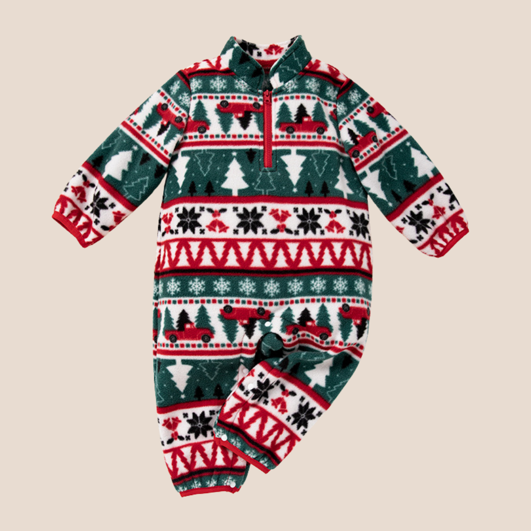 Winter Fair Isle Fleece Baby Romper