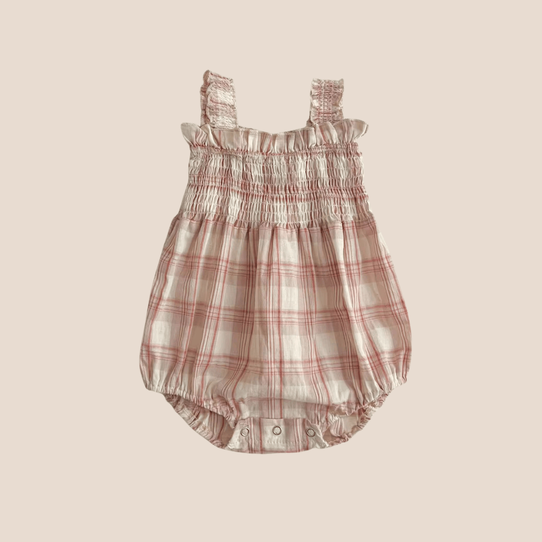 Cotton Craft baby apparel Luxury Cotton Plaid Baby Girl Romper – Smocked Summer Dress Outfit | Soft Breathable Newborn Gift Personalized and custom baby gifts