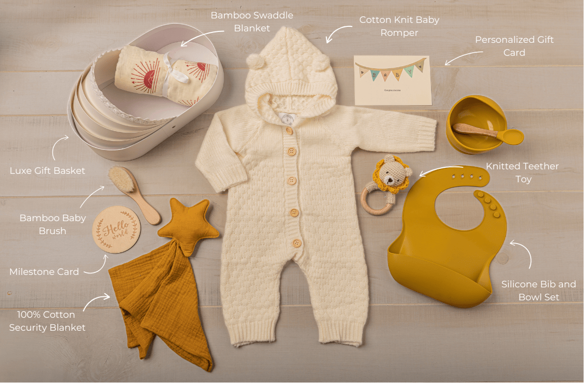 Cotton Craft baby gift bundle Luxe Baby Gift Basket – Winter Edition Personalized and custom baby gifts