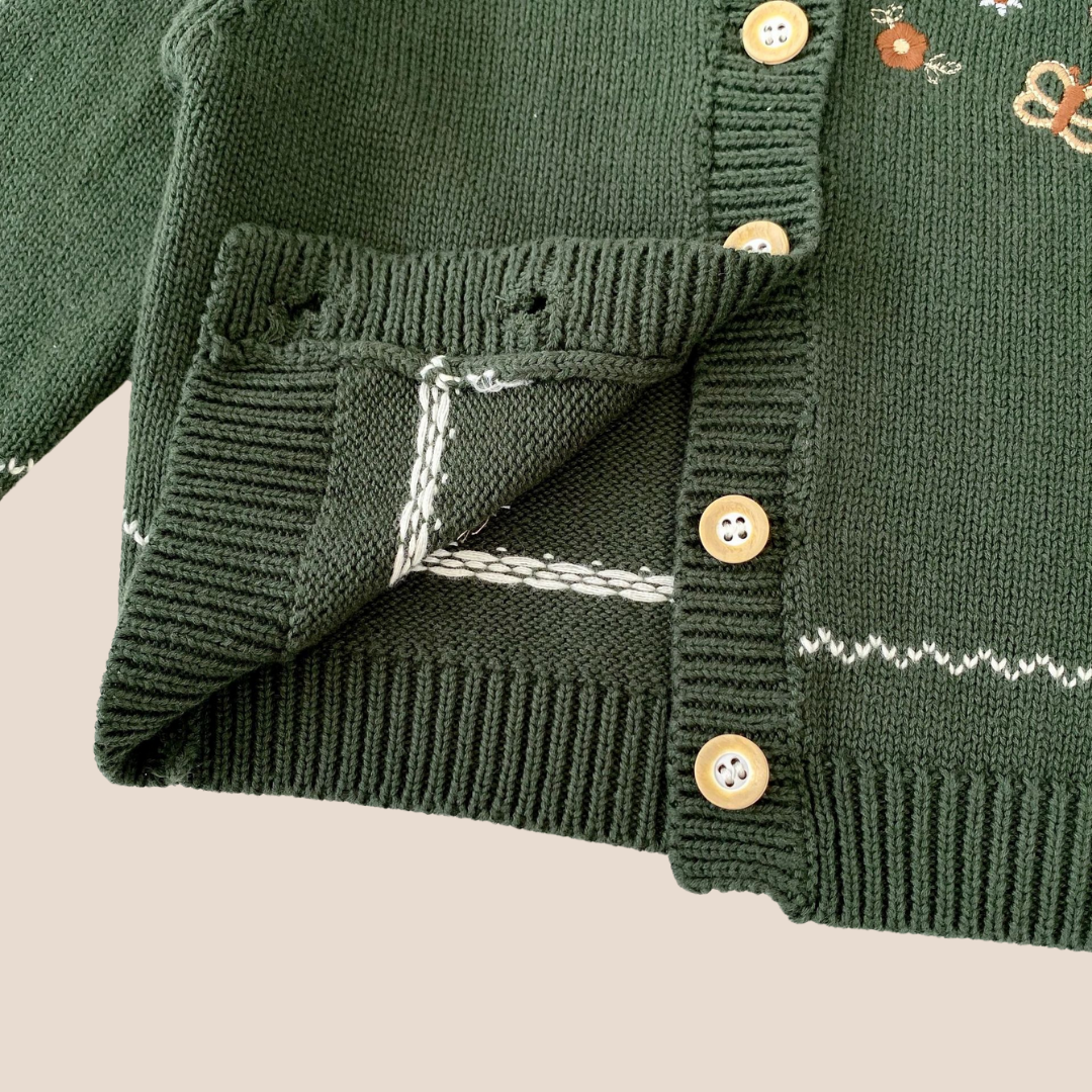 Baby Girl Holiday Green Embroidered Cardigan 0-6 Month