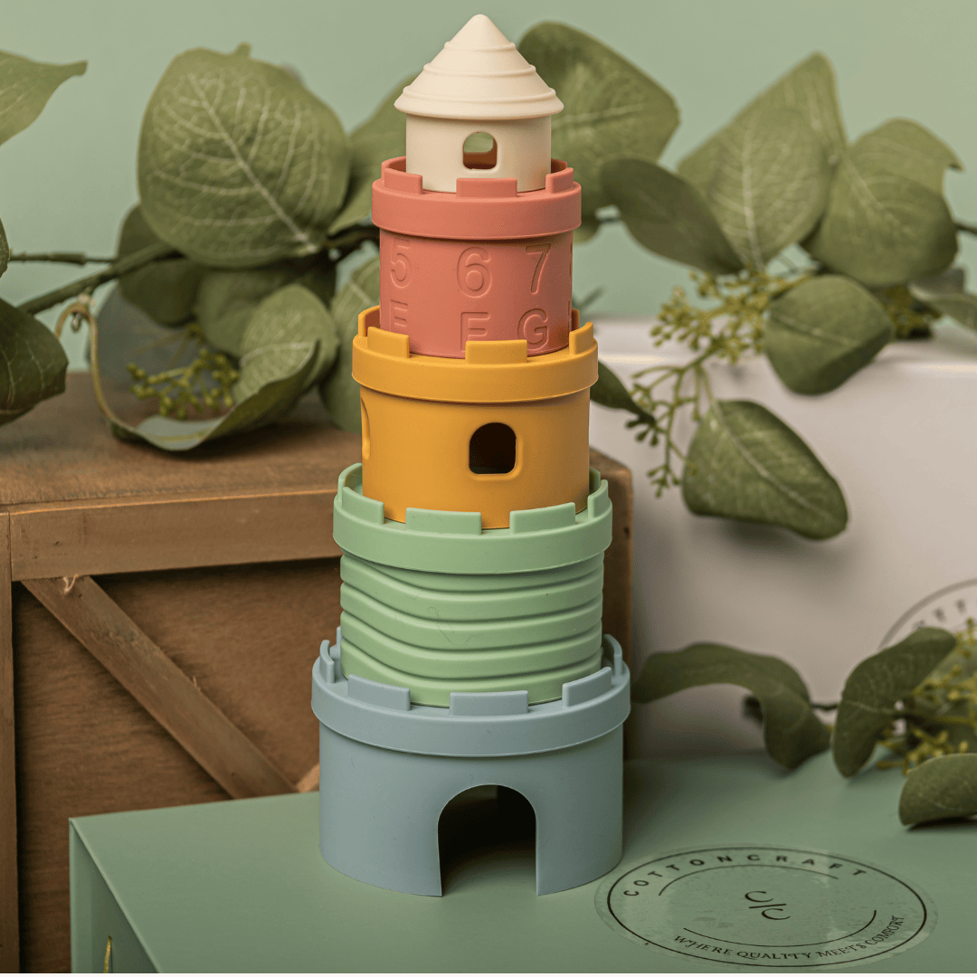 Cotton Craft Baby Toy Baby-Safe Silicone Stacking Tower Personalized and custom baby gifts