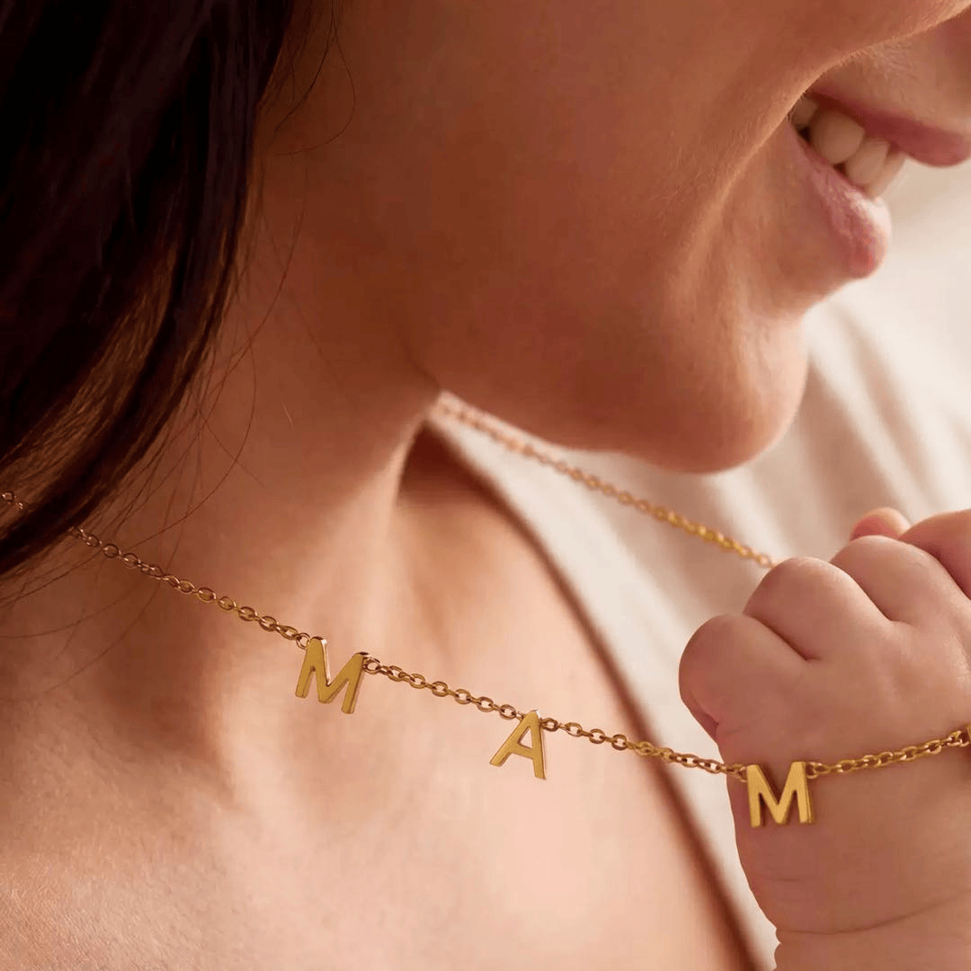 Cotton Craft necklace 18 K Gold Plated MAMA Necklace with Gift box Personalized and custom baby gifts