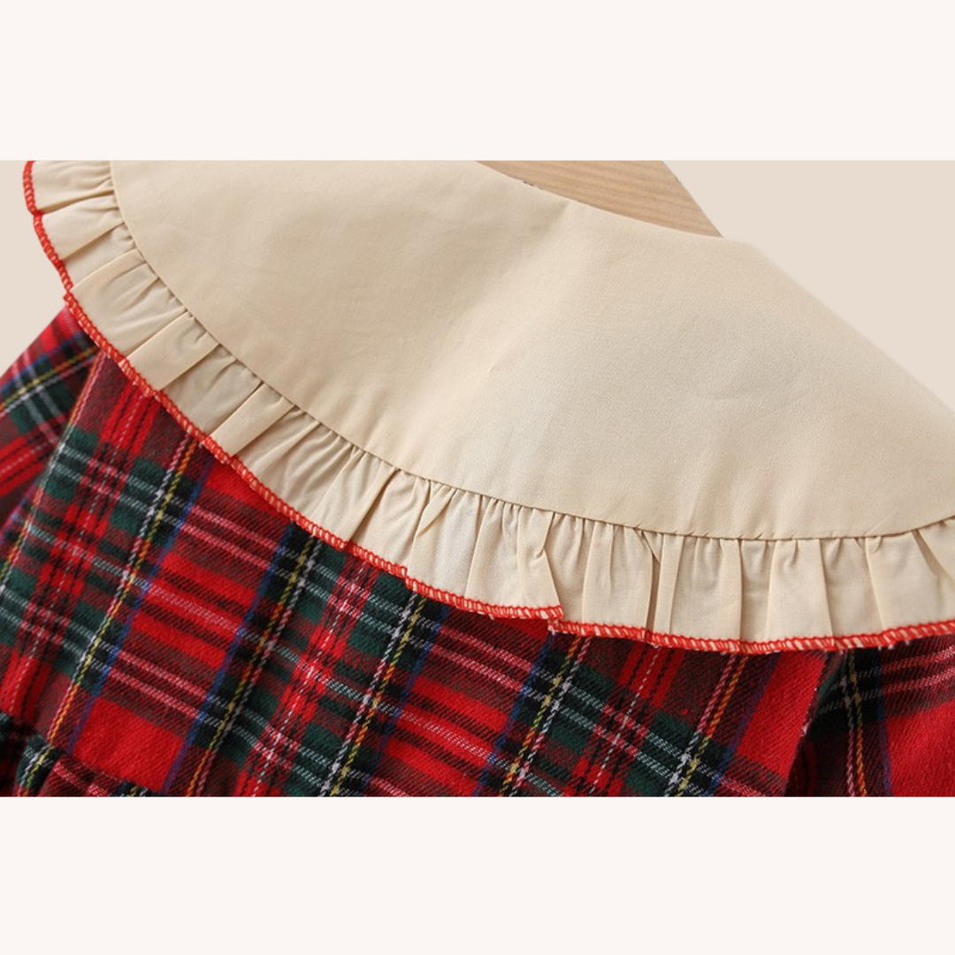 Baby Girl Plaid Festive Dress with Stuffed Toy 6-12 Months