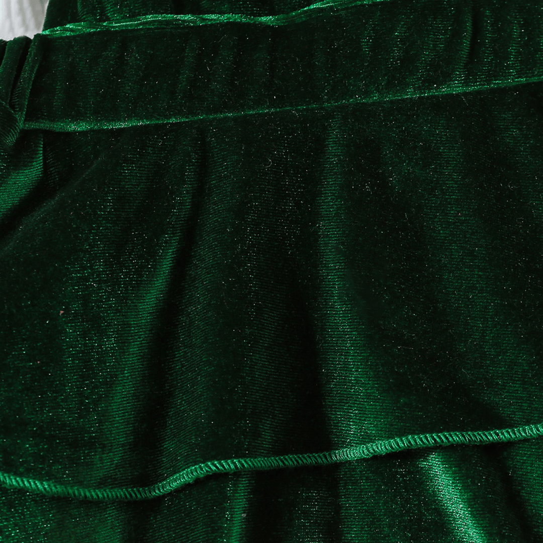 Cotton Craft baby apparel Emerald Velvet & Cotton Holiday Suspender Baby Skirt Set – 3-Piece Baby Outfit | 3–6 Months Personalized and custom baby gifts