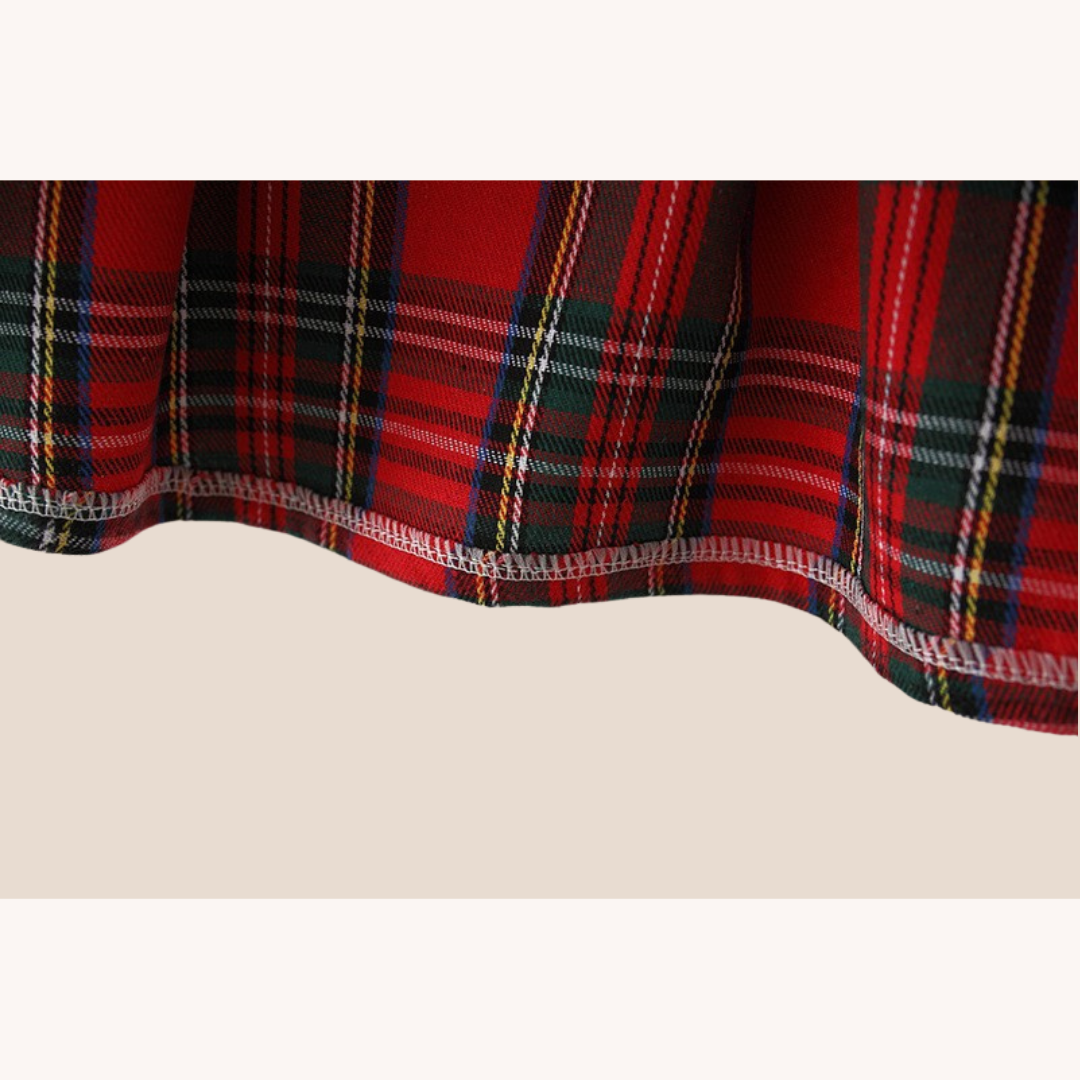 Baby Girl Plaid Festive Dress with Stuffed Toy 6-12 Months