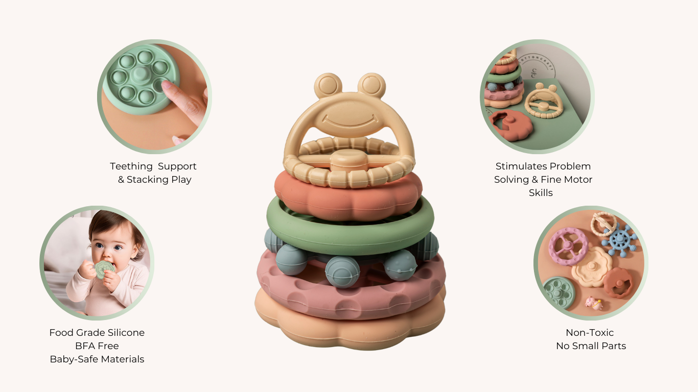 Happy Froggie Silicone Teether & Stacker Set