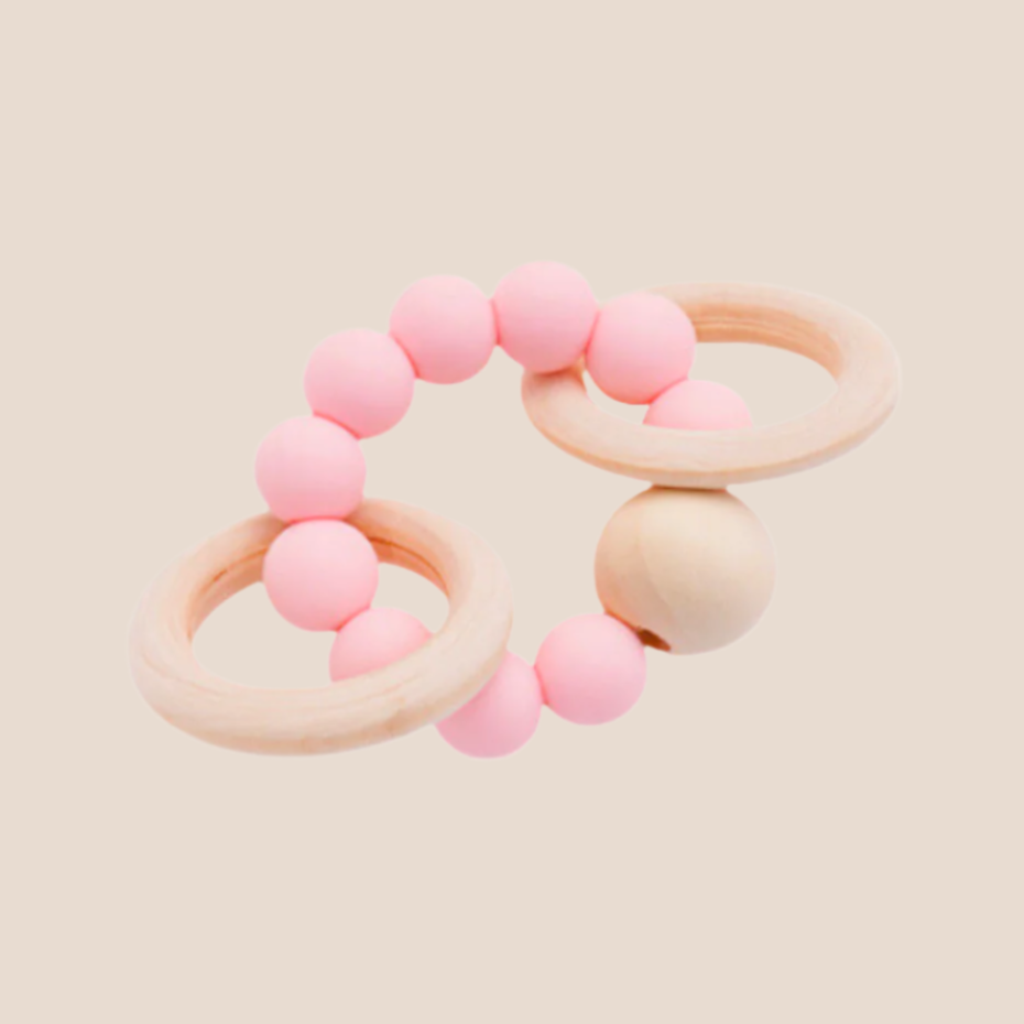 Natural Wooden and Silicone Baby Teether Ring