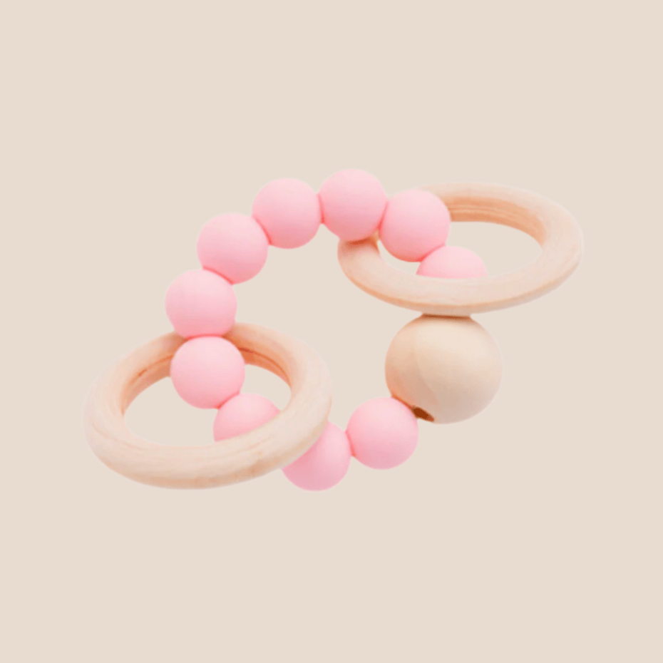 Cotton Craft Natural baby teether Natural Wooden and Silicone Baby Teether Ring Personalized and custom baby gifts