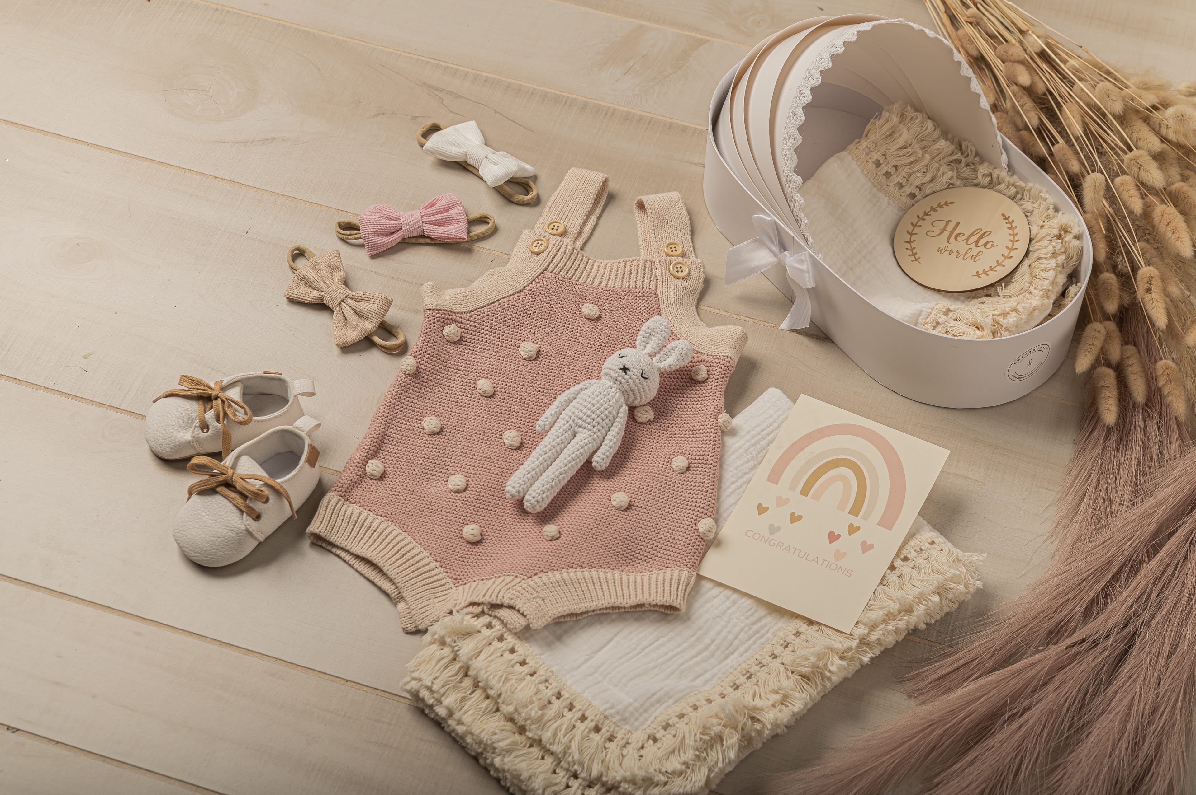 Cotton Craft Romper, swaddle blanket gift set Bundle of Joy Baby Gift Basket Personalized and custom baby gifts