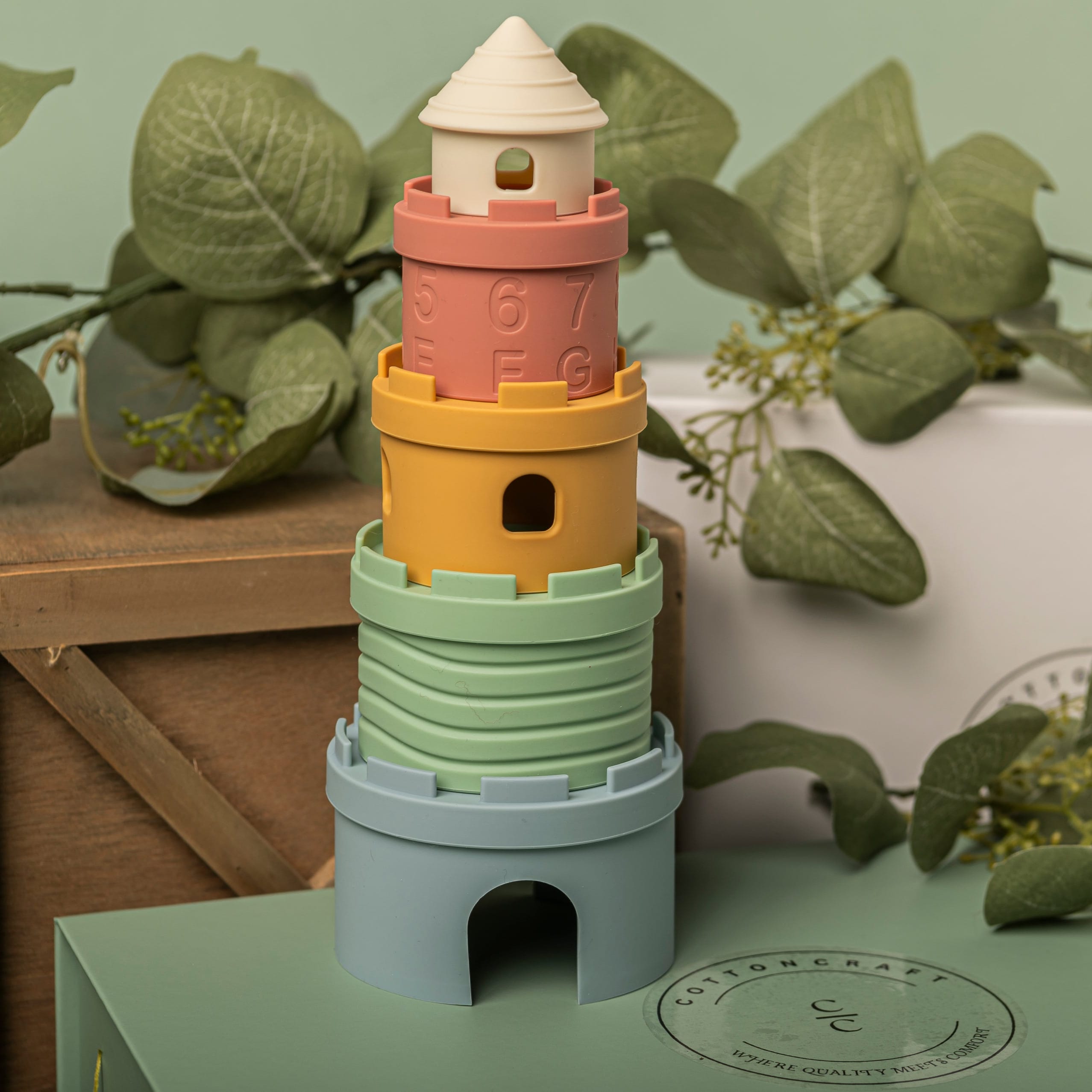 Cotton Craft Baby Toy Baby-Safe Silicone Stacking Tower Personalized and custom baby gifts