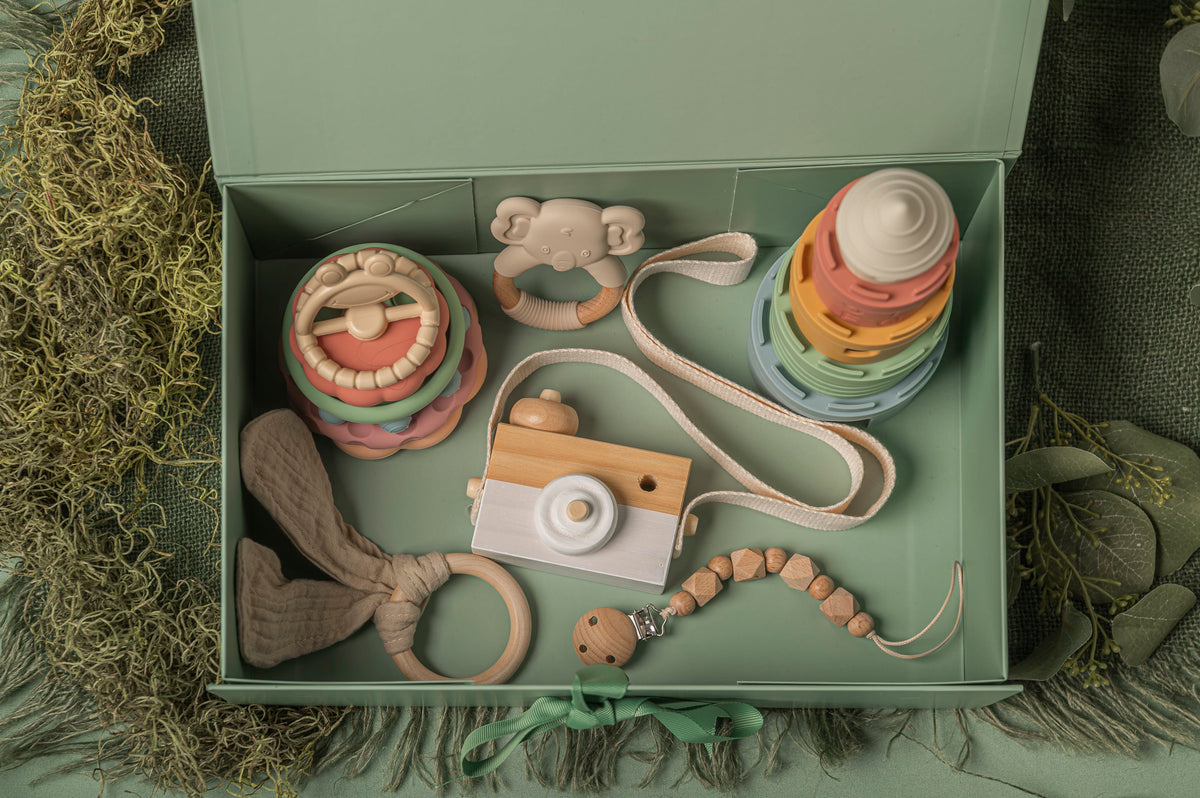 Cotton Craft Baby toy and teether Happy Froggie Silicone Teether & Stacker Set Personalized and custom baby gifts