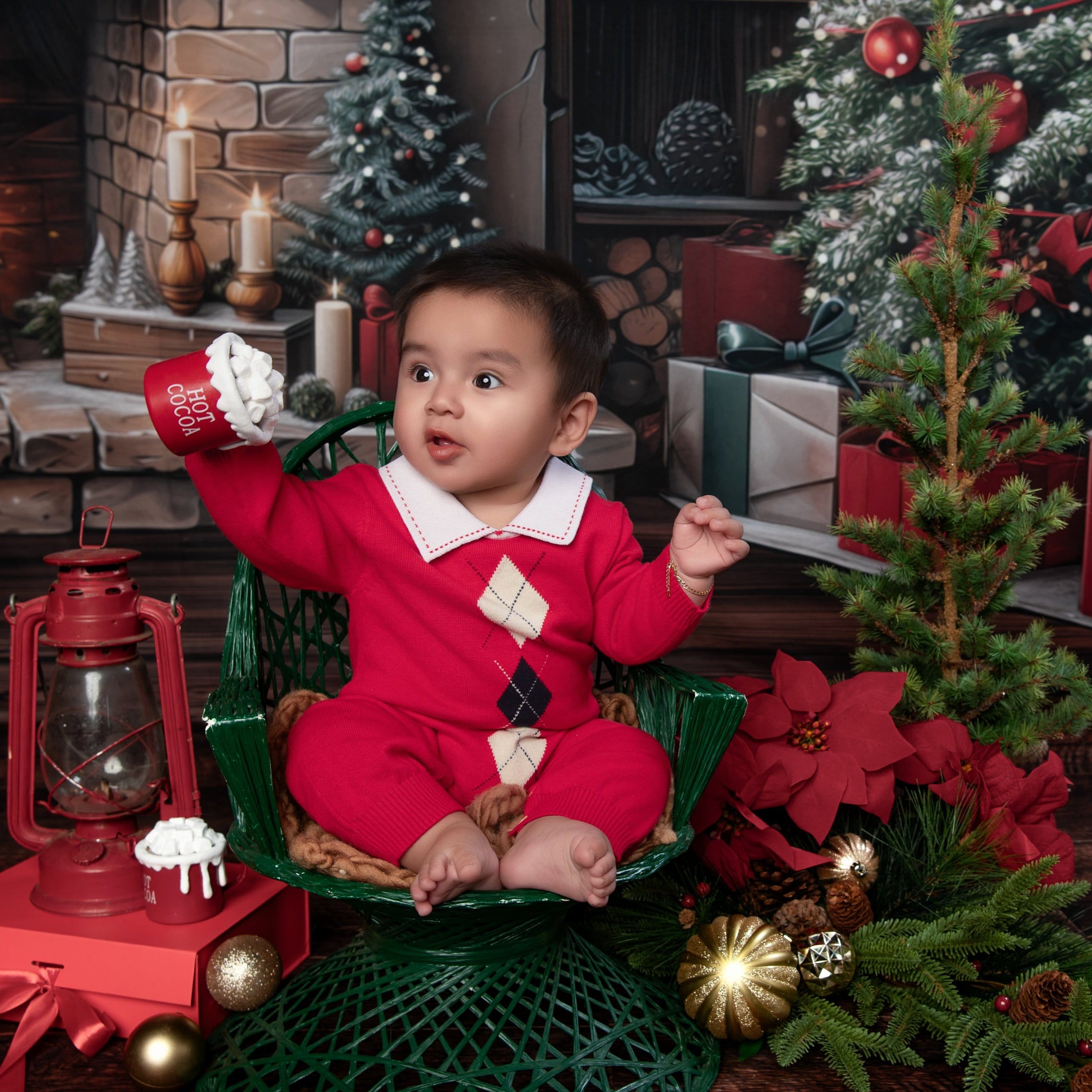 Baby Boy Knitted Holiday Full Sleeve Romper