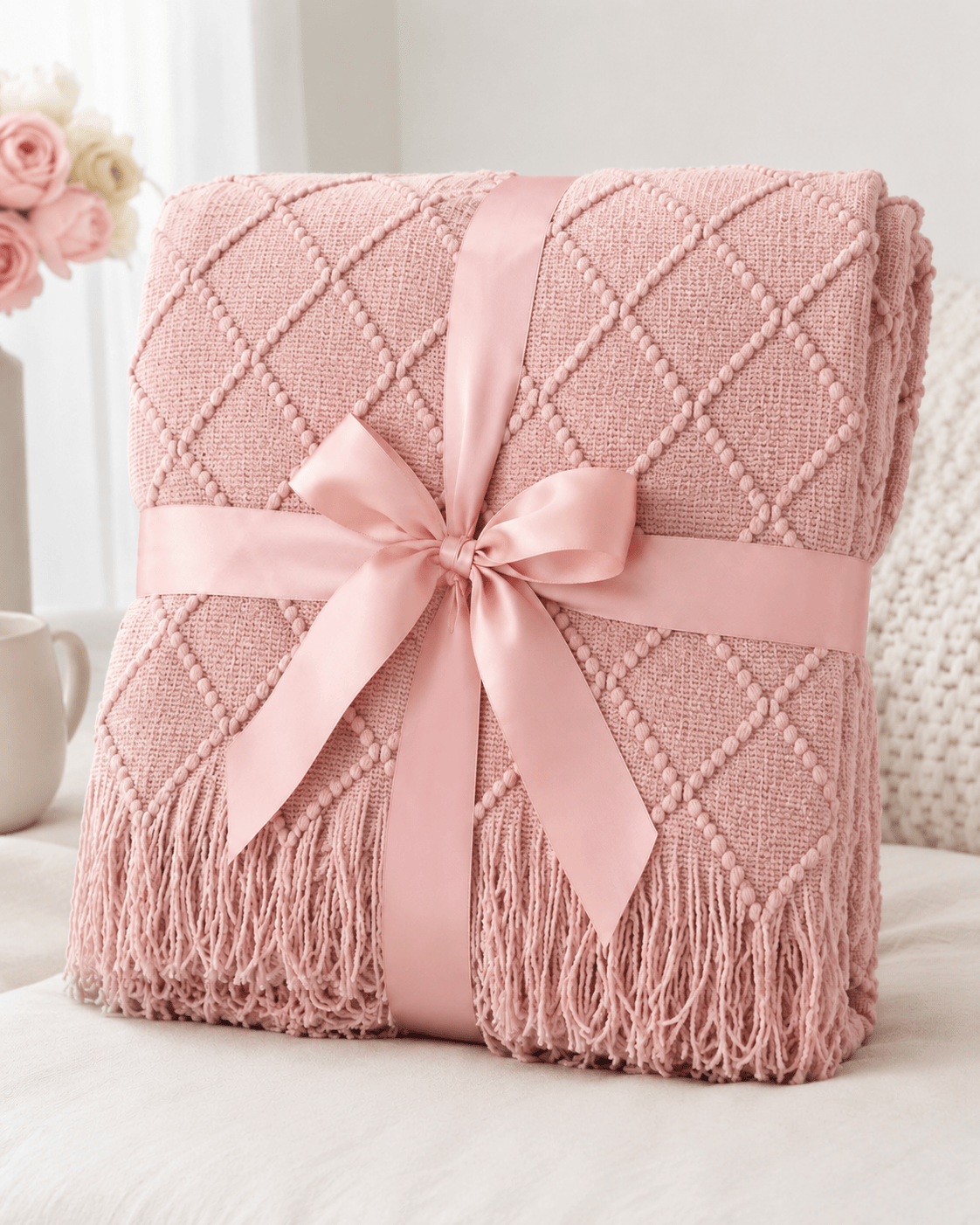 Cotton Craft Adult full size blanket Blush Pink Cozy Mom Comfort Blanket Personalized and custom baby gifts