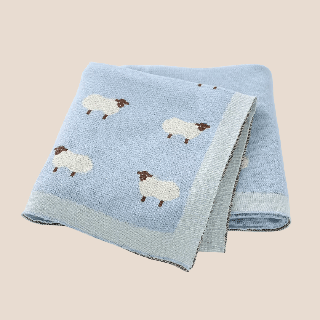 Cotton Craft 100% Cotton baby swaddle Little Lamb Knit Baby Blanket – Soft Cotton Nursery Blanket Personalized and custom baby gifts