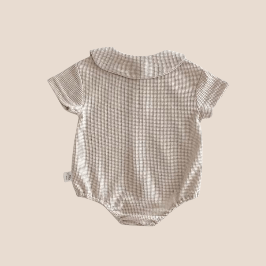Cotton Craft baby apparel Waffle Cotton Baby Boy Romper – Neutral Summer Onesie with Collar | Soft Breathable Newborn Outfit Personalized and custom baby gifts
