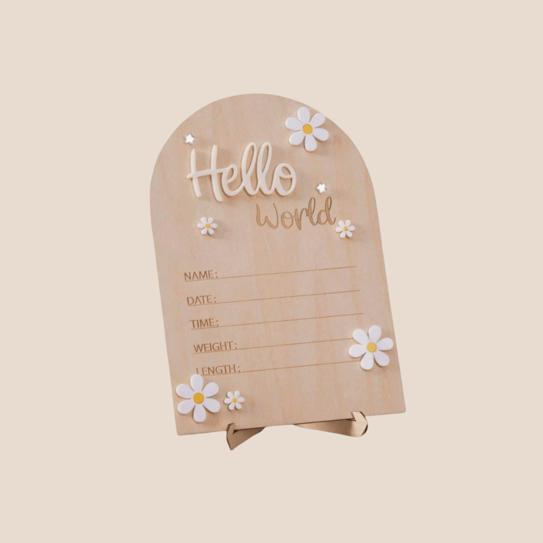 Cotton Craft Baby Gift Box Luxury Wooden Baby Birth Announcement Sign Stand | Baby Shower Gift & Nursery Decor Personalized and custom baby gifts