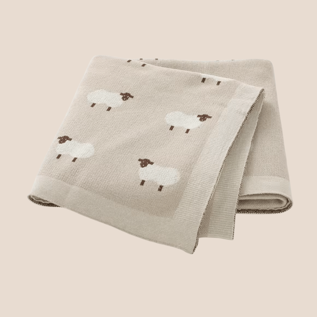 Cotton Craft 100% Cotton baby swaddle Little Lamb Knit Baby Blanket – Soft Cotton Nursery Blanket Personalized and custom baby gifts