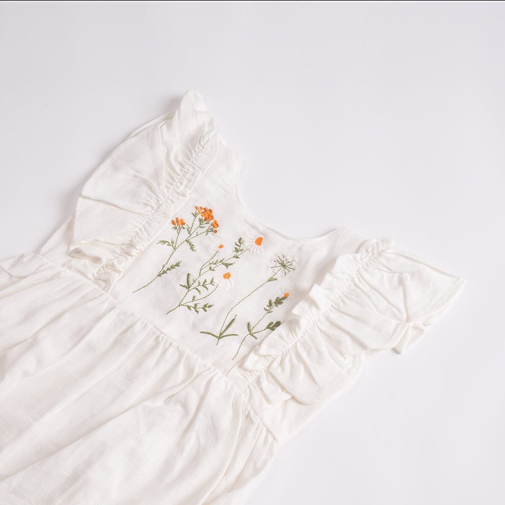 Wildflower Embroidered Baby Girl Romper – 3-6 Months