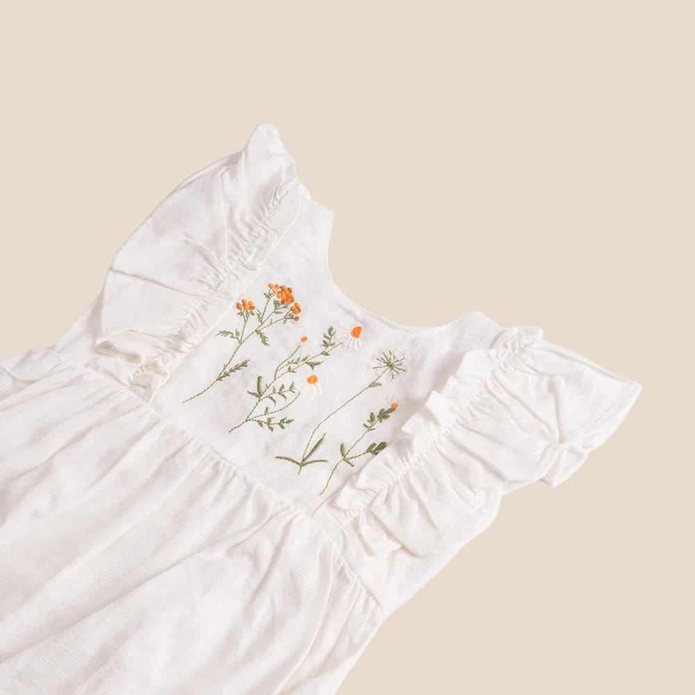 Cotton Craft baby apparel Wildflower Embroidered Baby Girl Romper – 3-6 Months Personalized and custom baby gifts