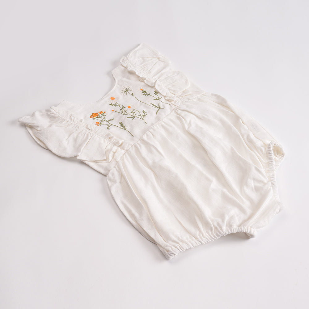 Wildflower Embroidered Baby Girl Romper – 3-6 Months
