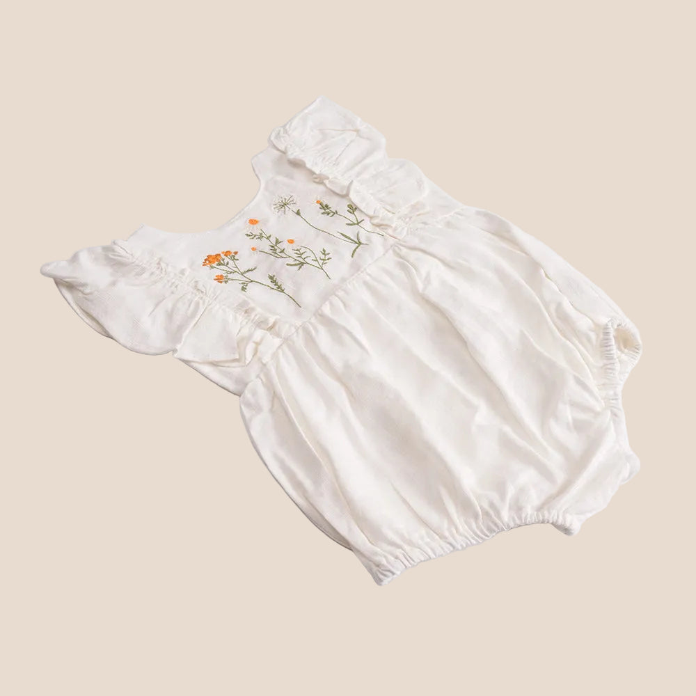 Wildflower Embroidered Baby Girl Romper