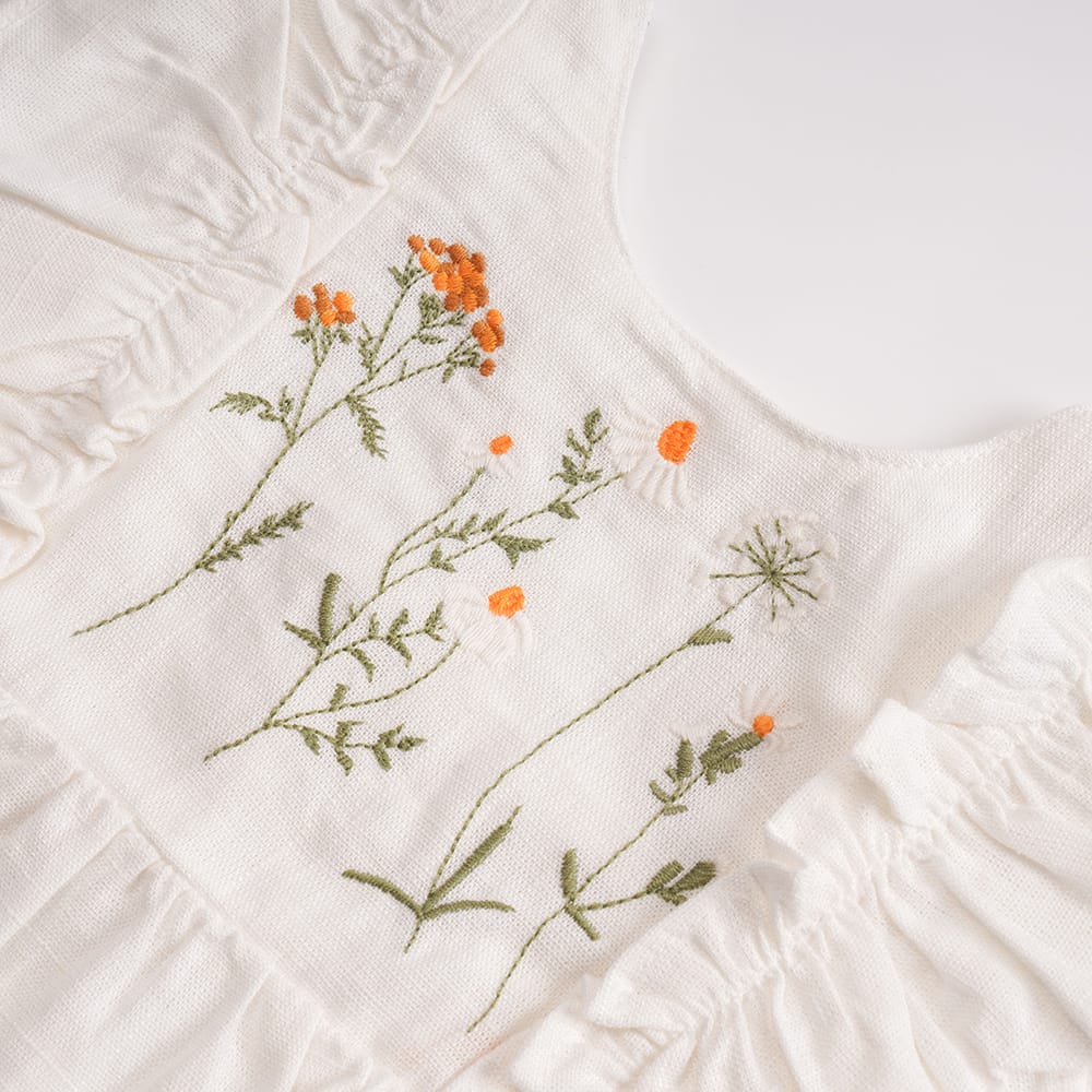 Cotton Craft baby apparel Wildflower Embroidered Baby Girl Romper – 3-6 Months Personalized and custom baby gifts