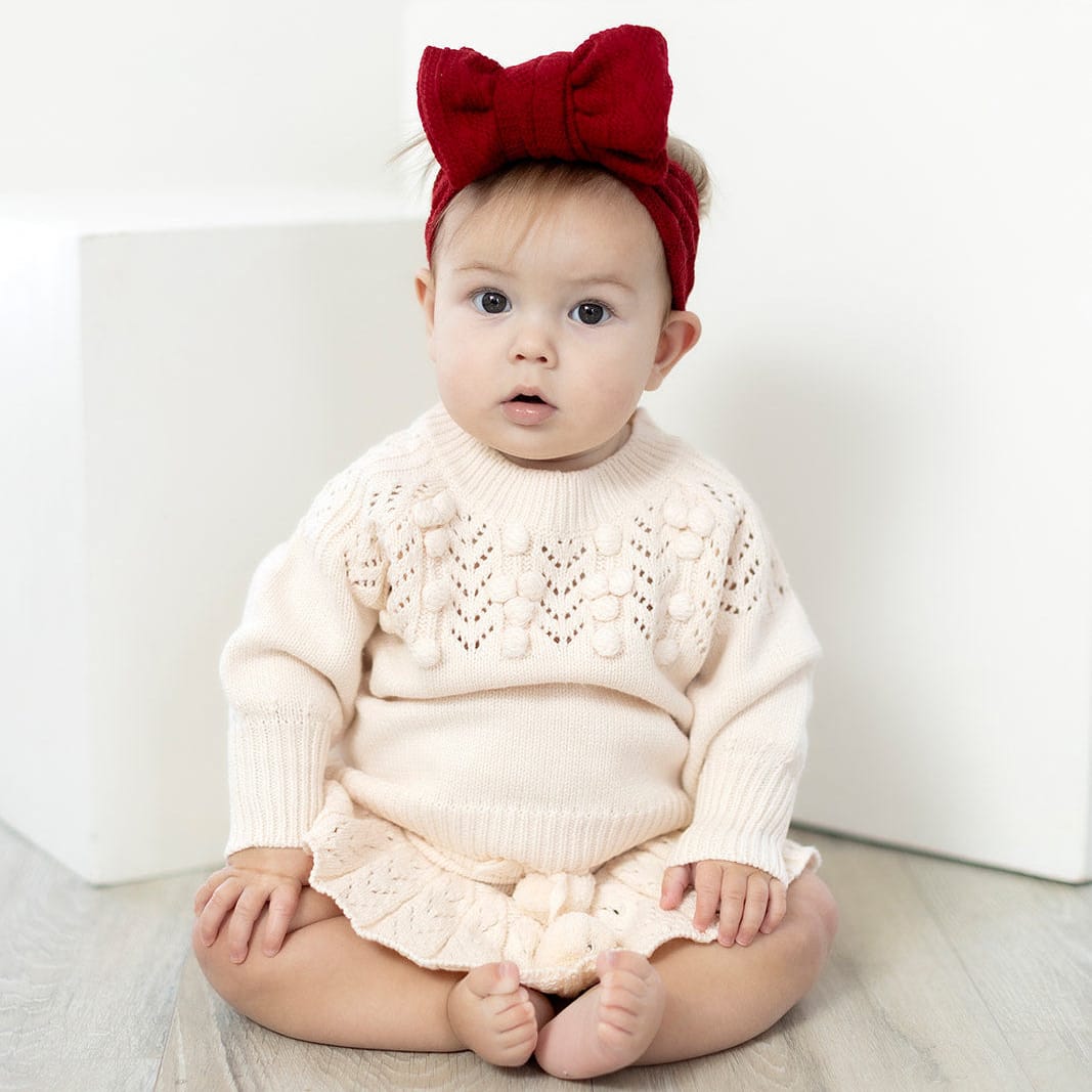 Cotton Craft baby apparel Heirloom Knit Sweater & Skirted Bloomer Gift Set | 3–6 Months Personalized and custom baby gifts