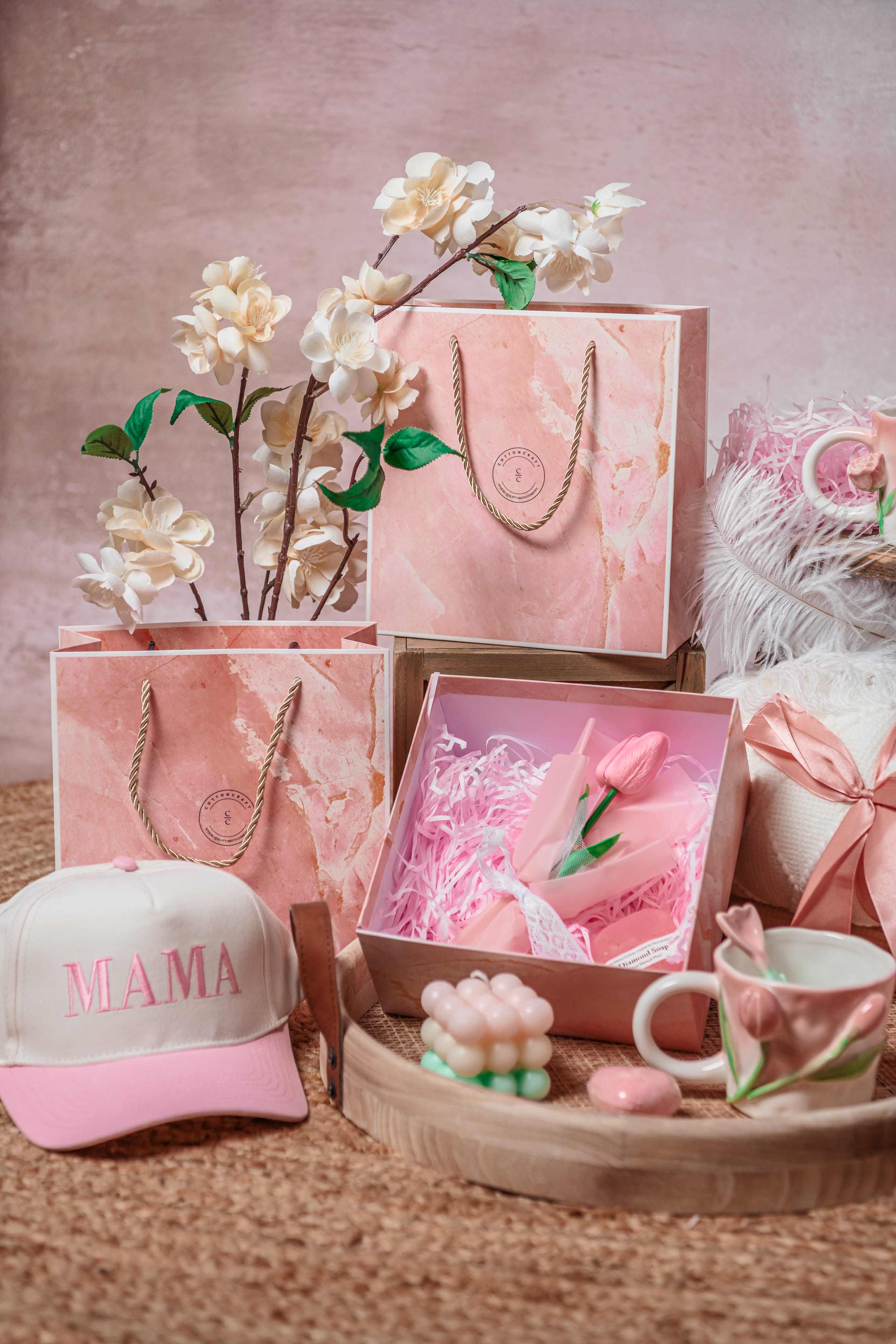Cotton Craft Mom Gift Bundle Mom Comfort & Care Gift Bundle with Floral Mug & Spa Essentials Personalized and custom baby gifts