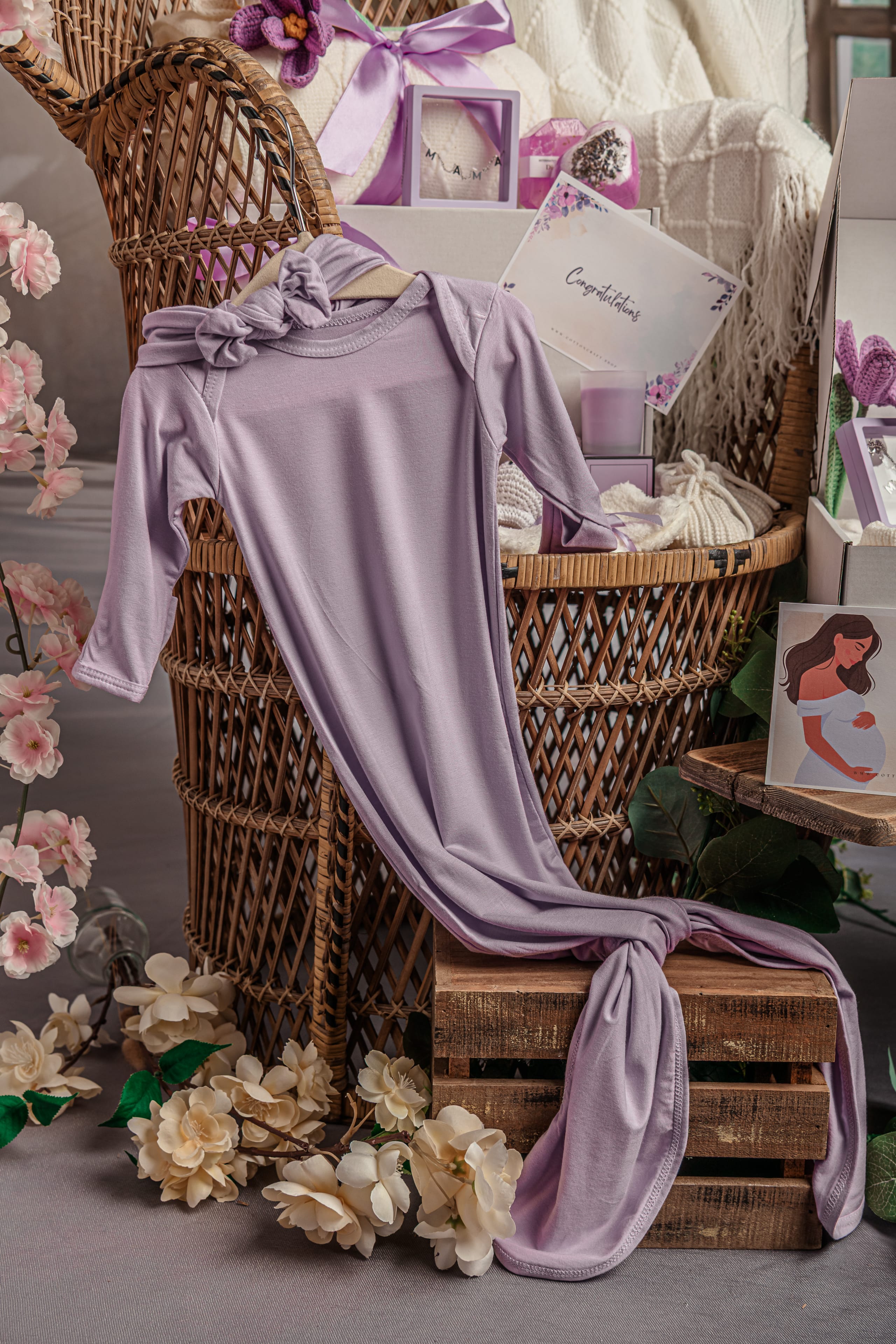 Cotton Craft Baby Gift Box Luxe Lavender Mama & Baby Ultimate Gift Bundle – Luxury Baby Shower Gift Basket for Mom & Baby Personalized and custom baby gifts