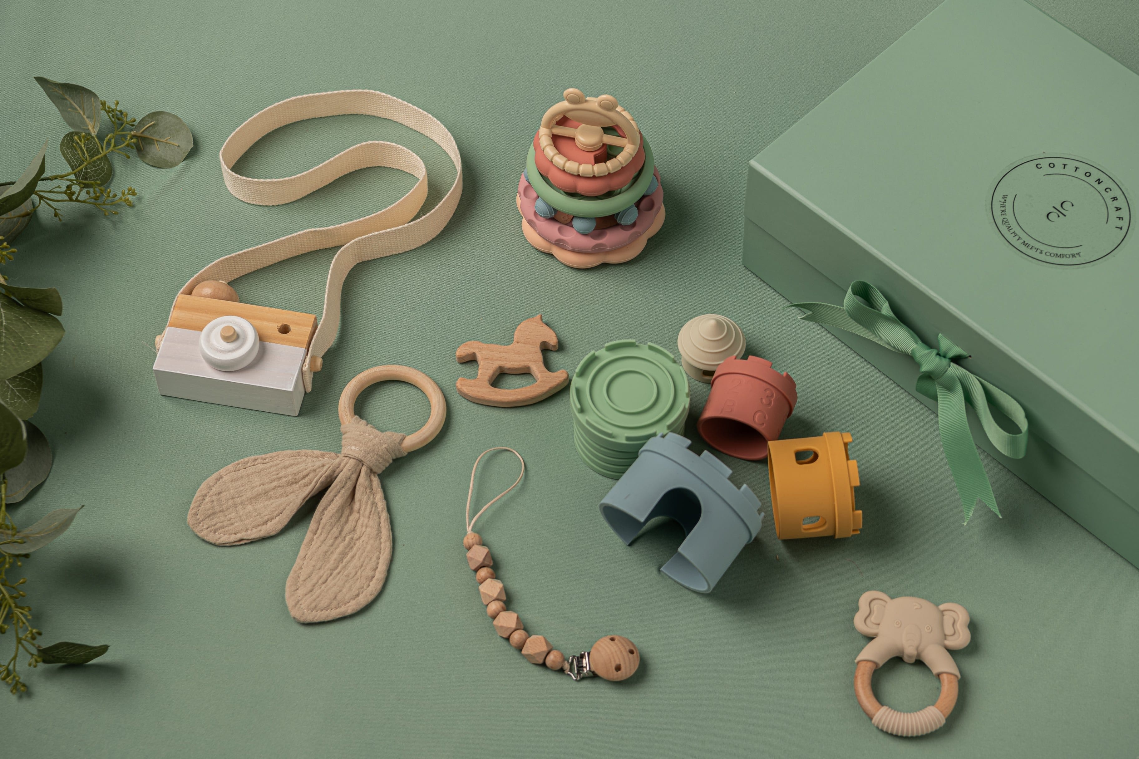 Cotton Craft Baby Gift Box Luxe Eco Explorer Toys Gift Set (0-2 Years) Personalized and custom baby gifts