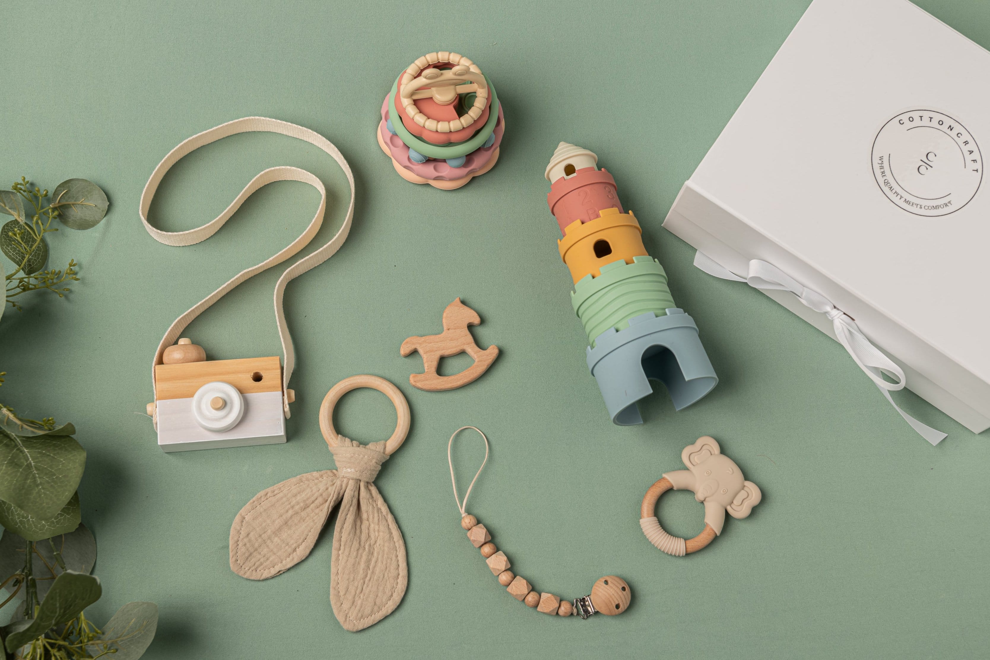 Cotton Craft Baby Gift Box Luxe Eco Explorer Toys Gift Set (0-2 Years) Personalized and custom baby gifts