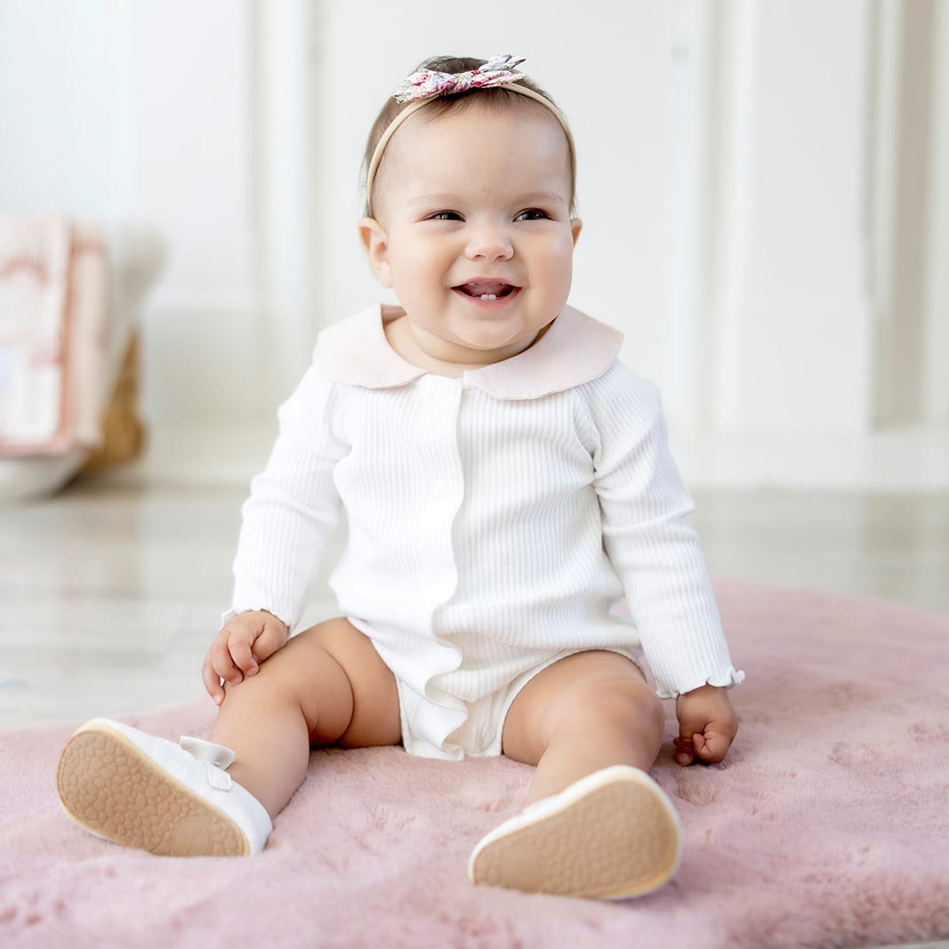 Cotton Craft baby apparel Cotton Knit Ribbed Baby Girl Romper 0-6 Months Personalized and custom baby gifts