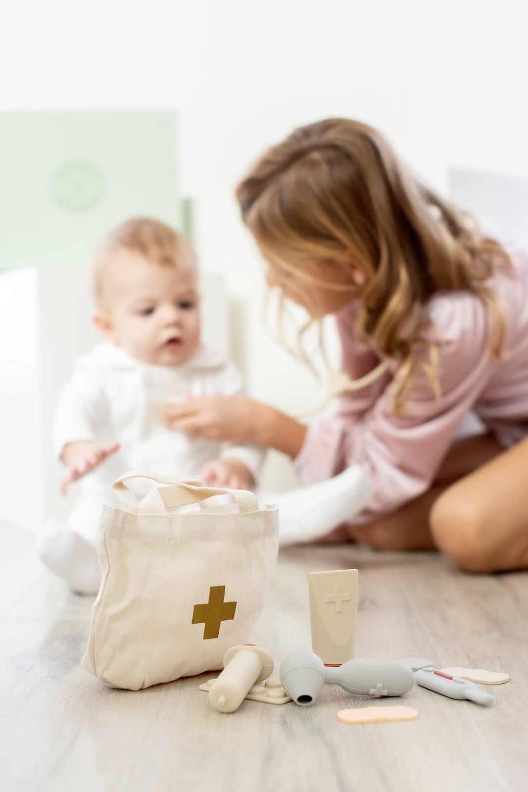 Cotton Craft Bbay Toys Montessori Pretend Play Silicone Doctor Playset with Canvas Tote Personalized and custom baby gifts