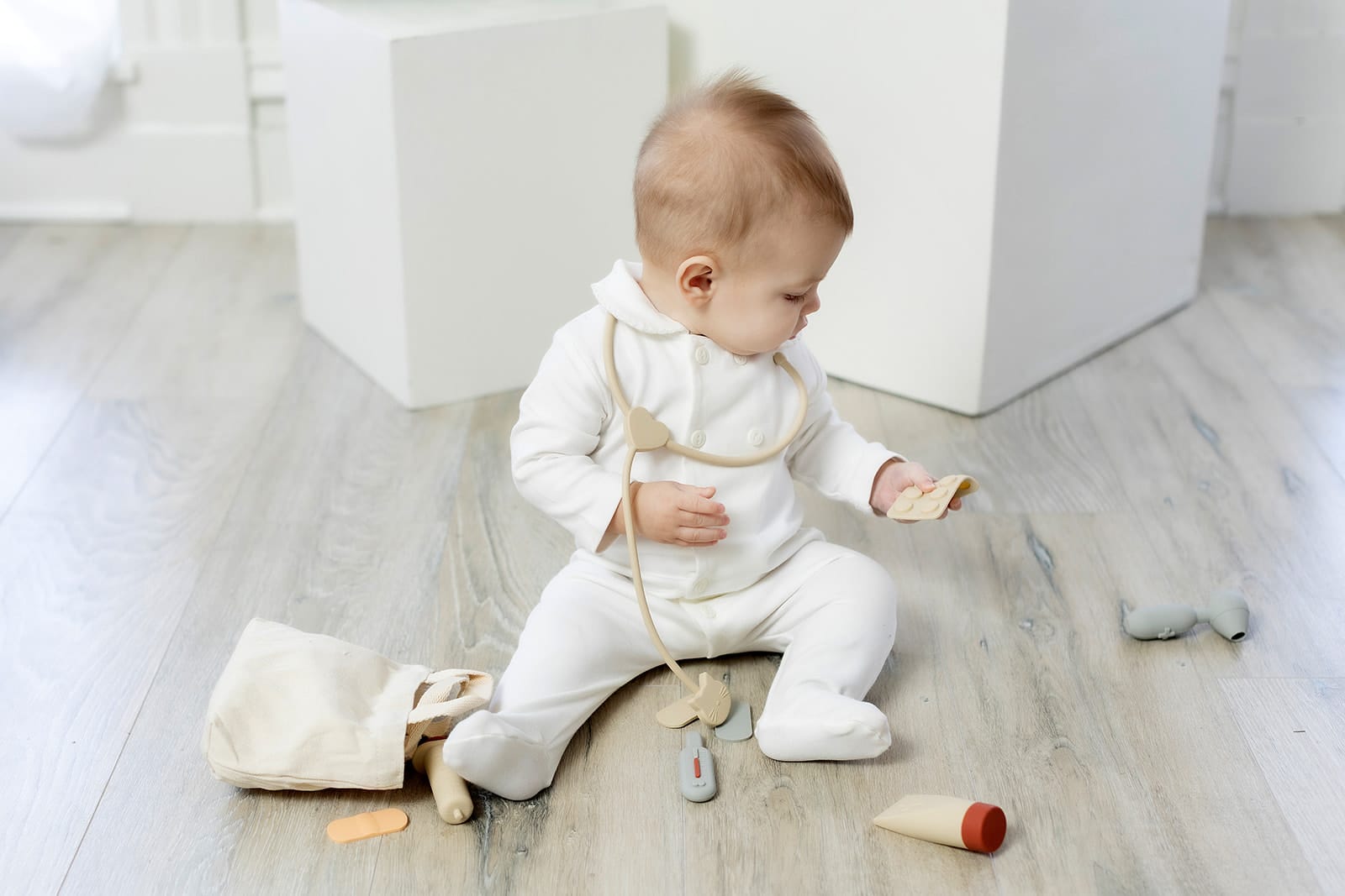 Cotton Craft Bbay Toys Montessori Pretend Play Silicone Doctor Playset with Canvas Tote Personalized and custom baby gifts
