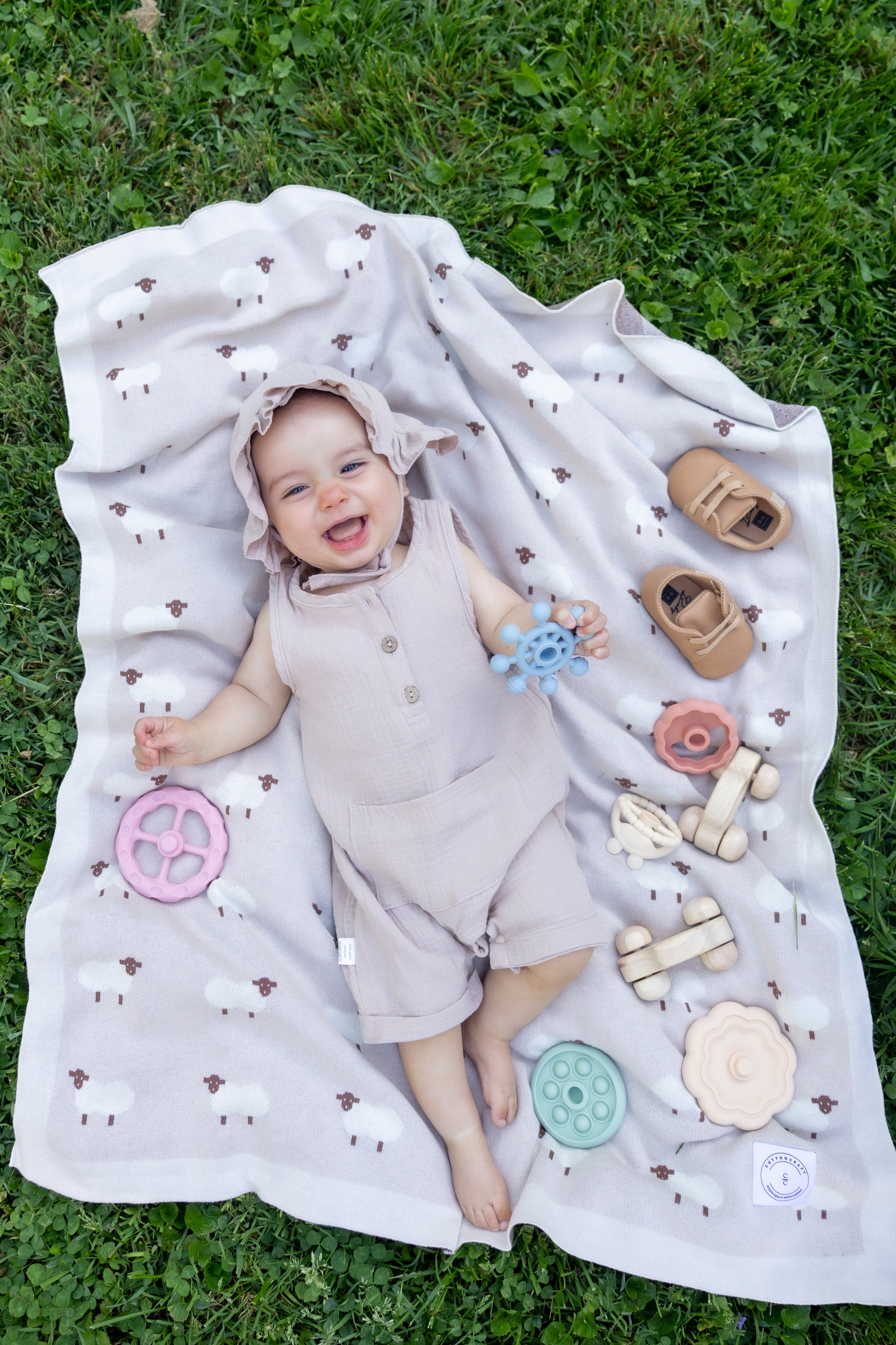 Little Lamb Knit Baby Blanket – Soft Cotton Nursery Blanket