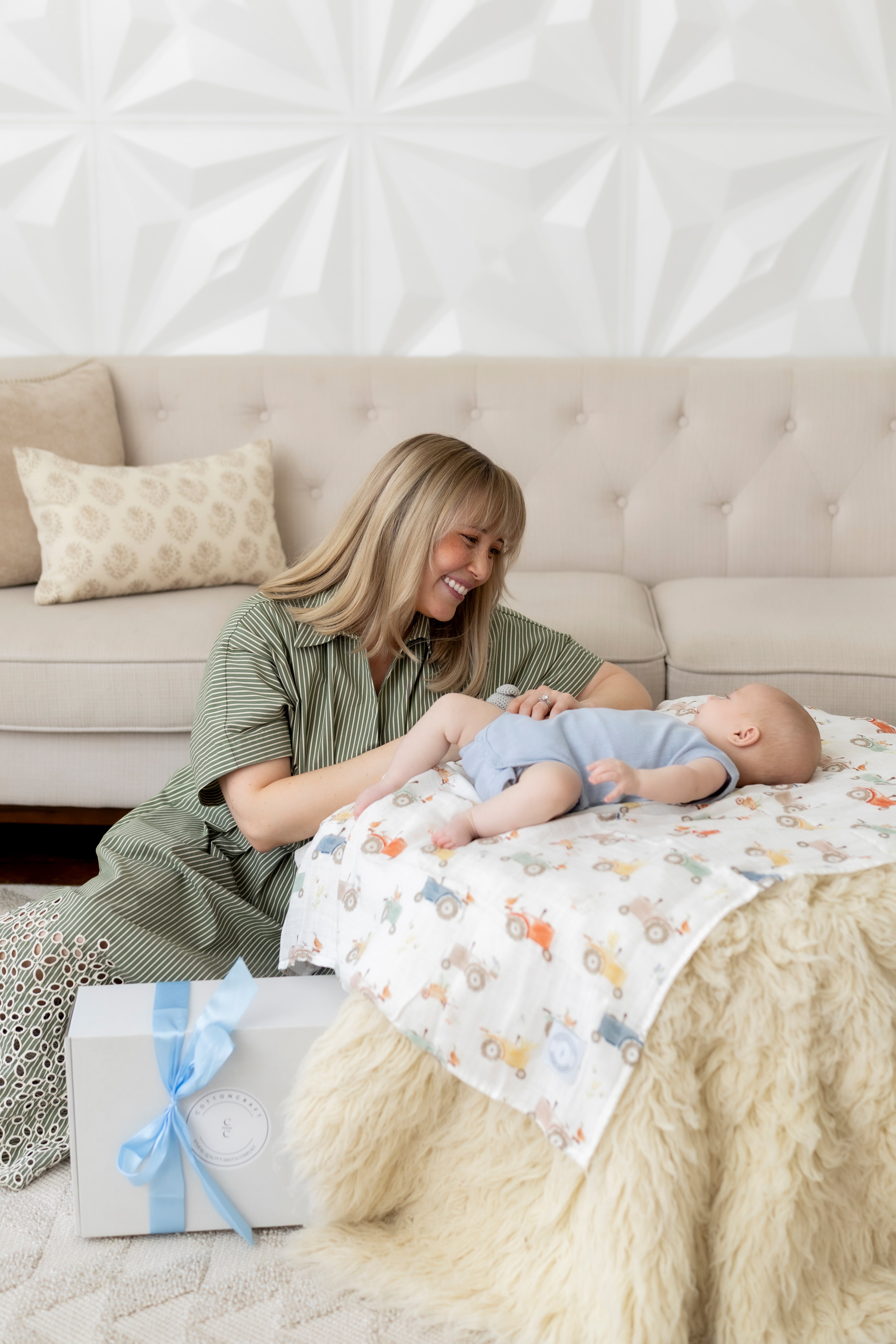 Tractor Adventure Cotton Baby Swaddle Blanket