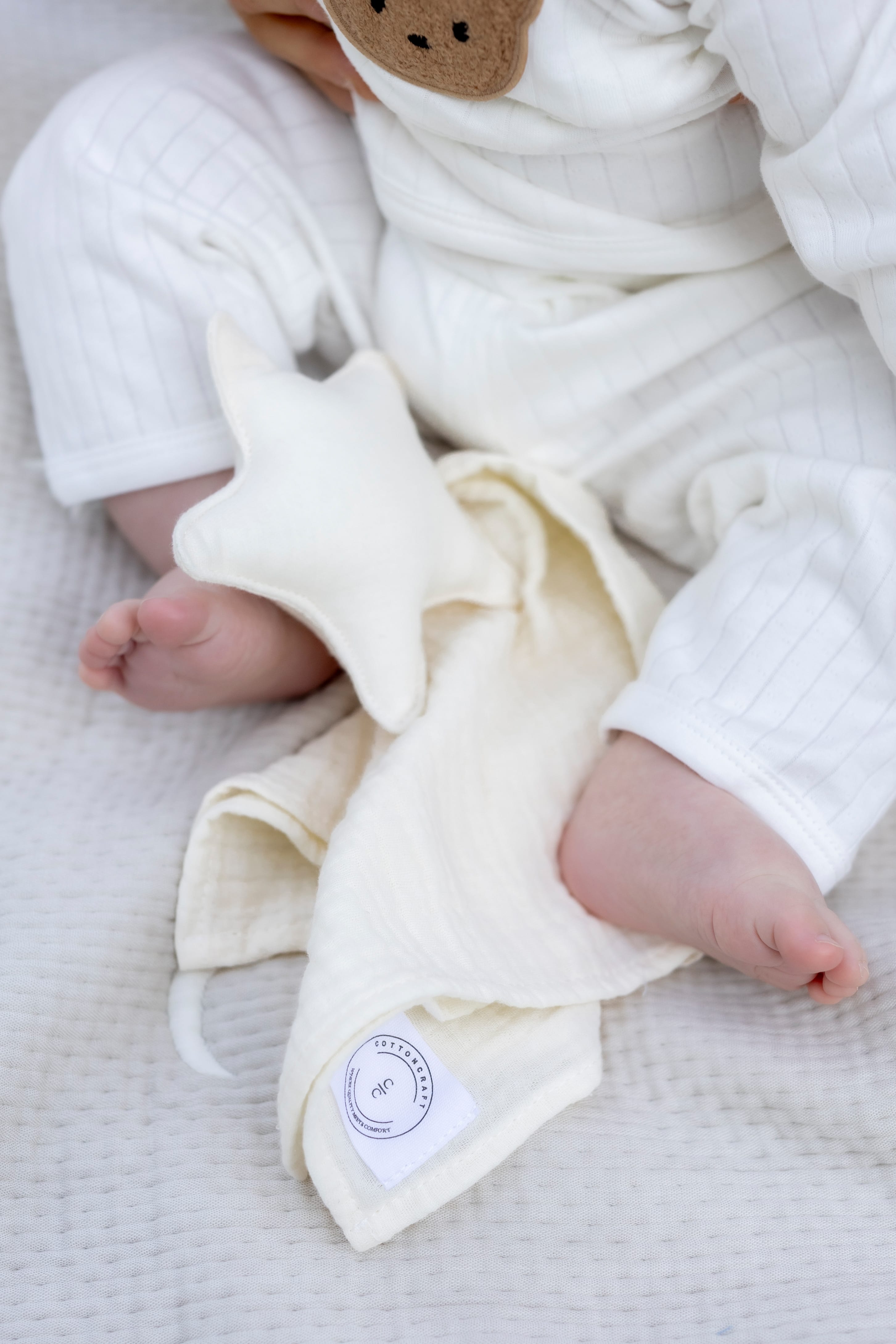 Cotton Craft Heirloom Bear Ribbed Cotton Baby Set – Newborn Wrap Top & Pants Personalized and custom baby gifts