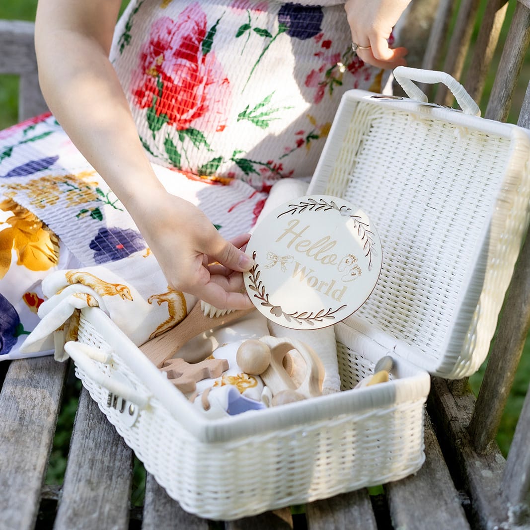 Cotton Craft Gift Basket Handmade Heirloom Wicker Baby Gift Basket Personalized and custom baby gifts